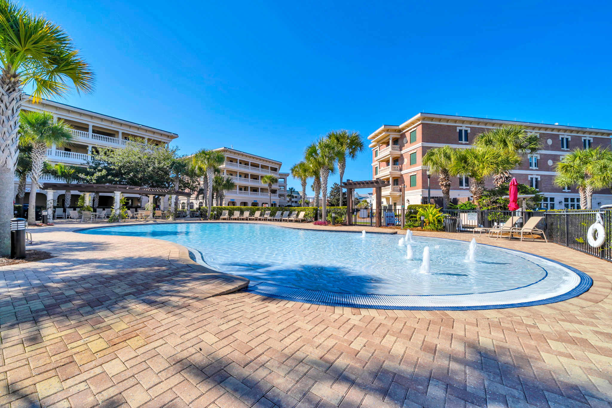 Zero-entry community pool steps outside the condo! Heated during cooler months.