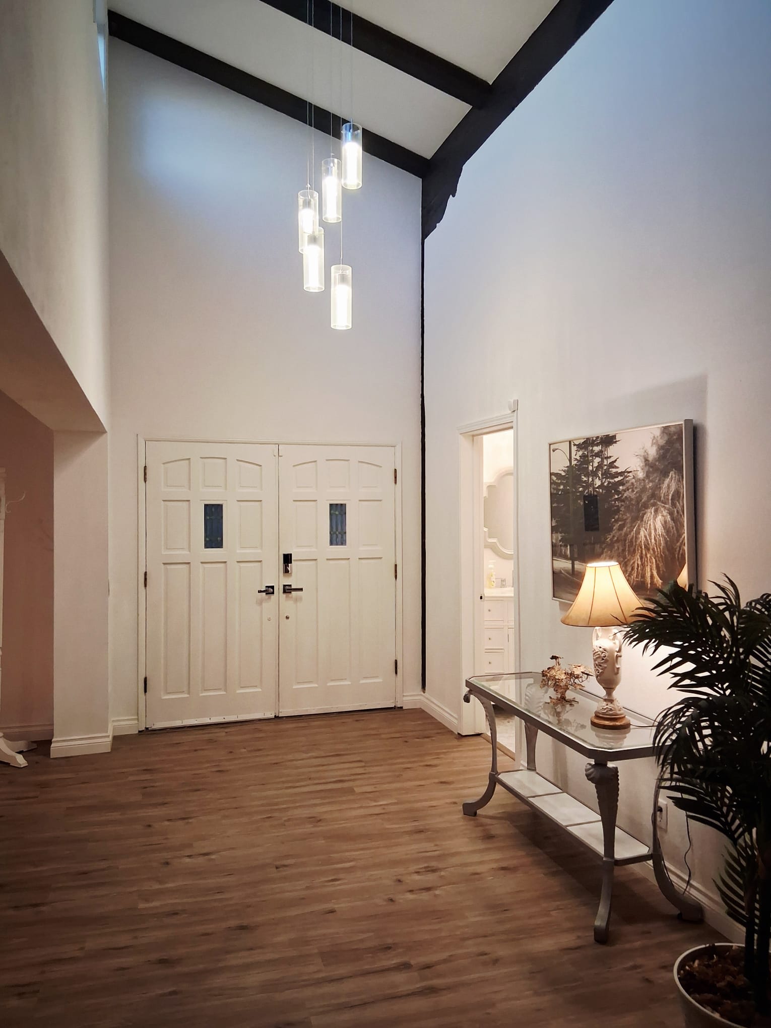 Front Door / Main Entry Exit with Powder Room to the right of the door in this photo.