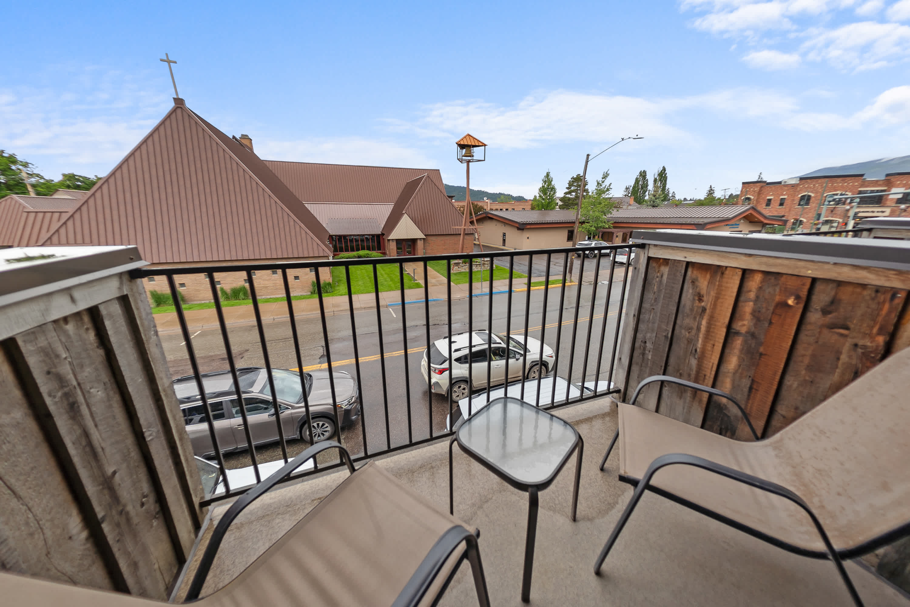 Enjoy fresh air and a quiet moment on the private balcony