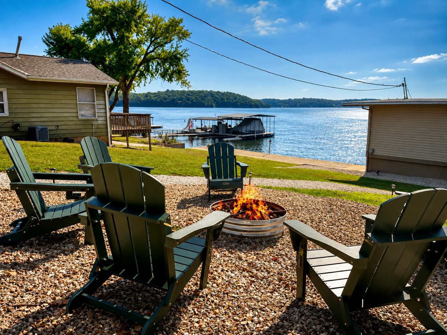Make smores & take in the lake view at the crackling firepit​