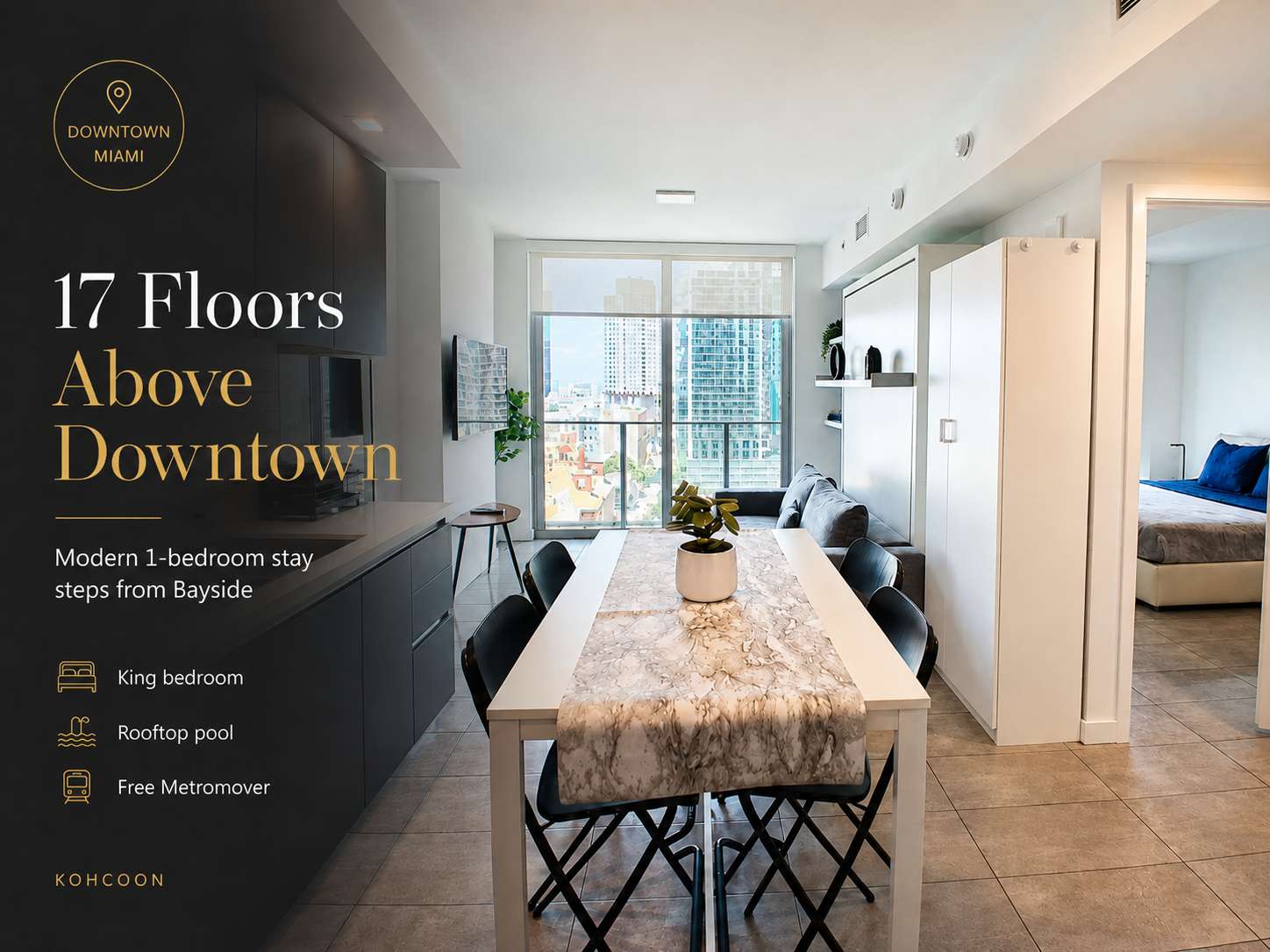 17th-floor skyline retreat in Downtown Miami: rooftop pool, coworking...