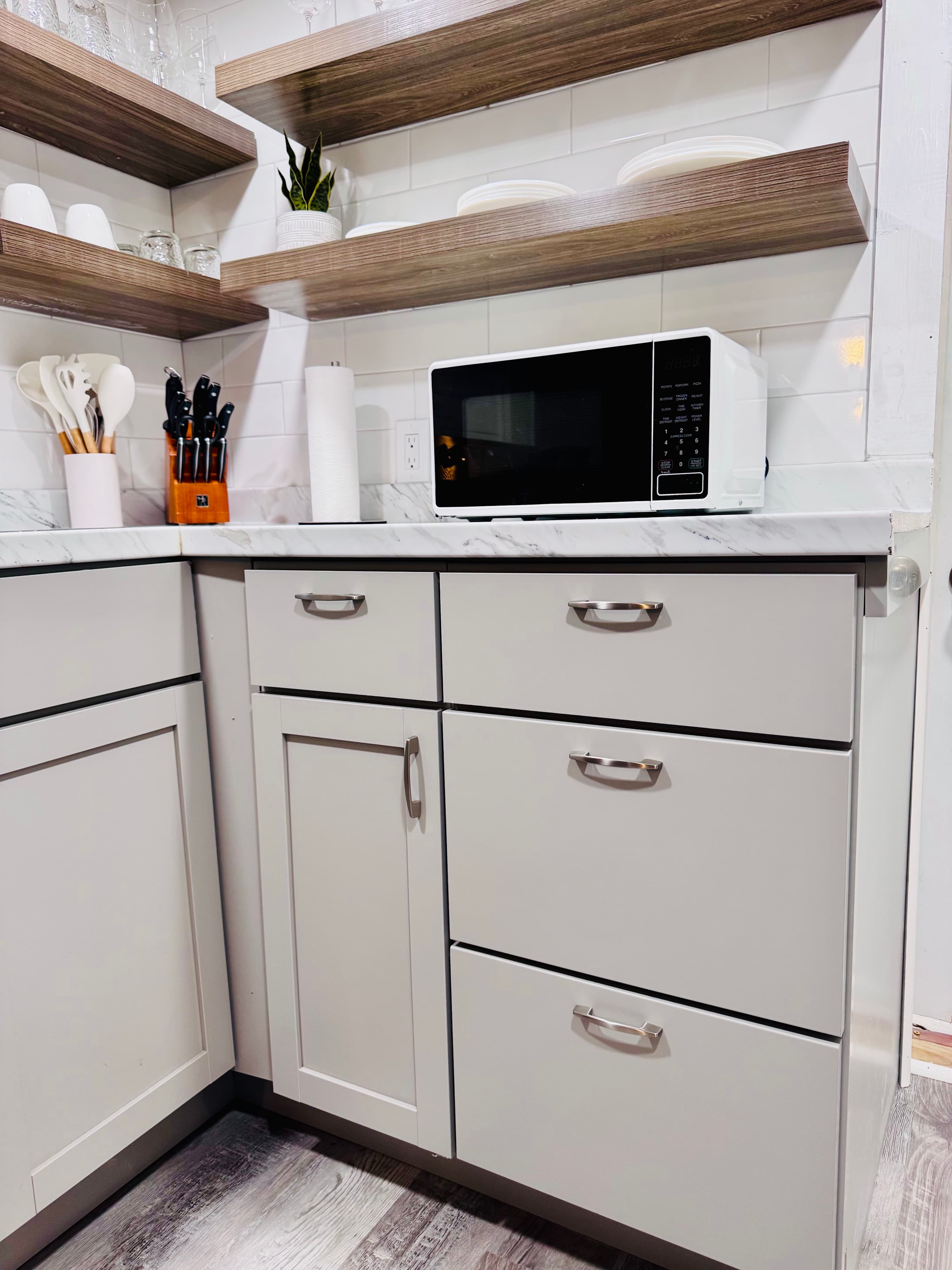 Plenty of storage space in the updated cabinets