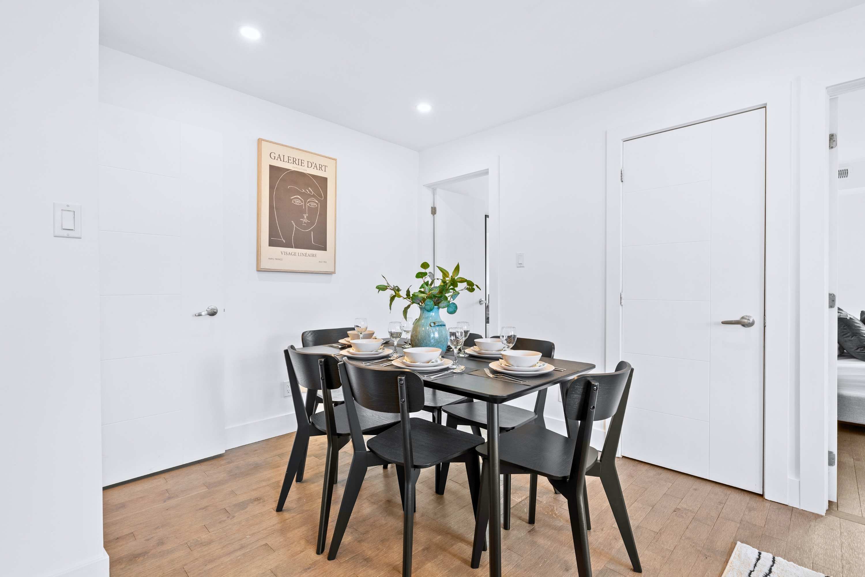 Dedicated dining nook doubles as a comfortable remote workstation.