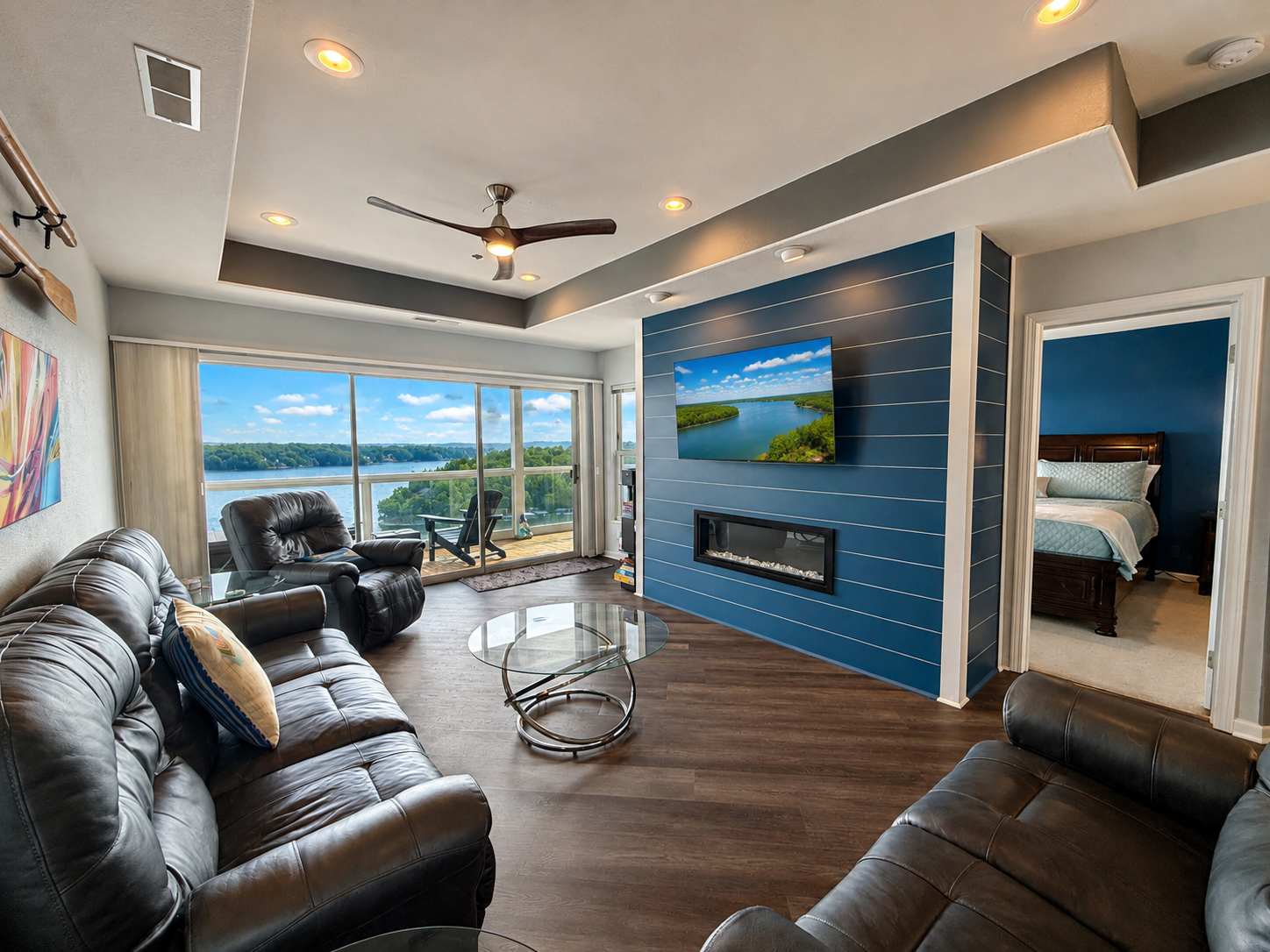 Curl up in the lakeview living room & stream your favorites on the smart TV​
