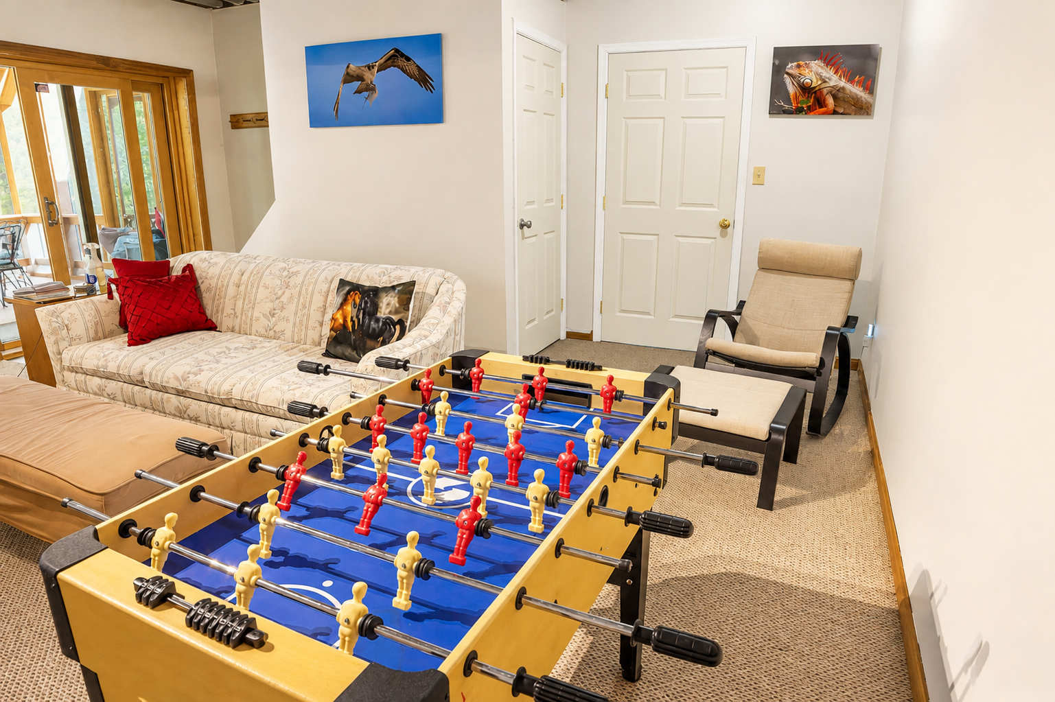 Kids of all ages will enjoy the game room with foosball, air hockey, tv and more. A great hang out space.