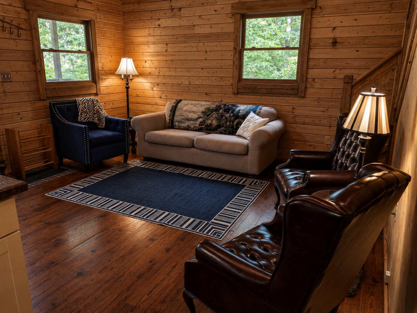 Open floor plan with plenty of seating in the living room.