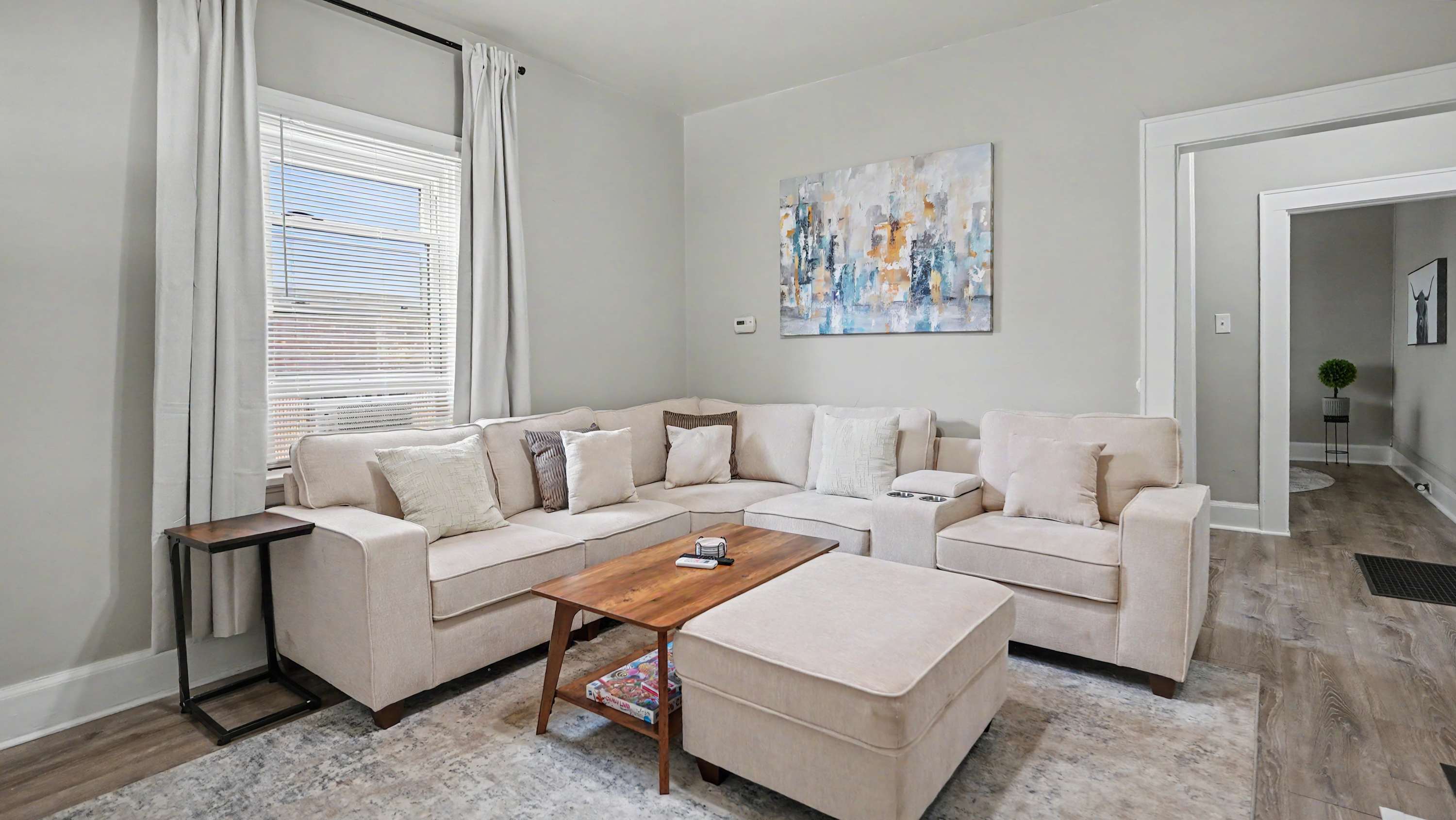 Curl up in the inviting living room & stream your favorites on the smart TV​