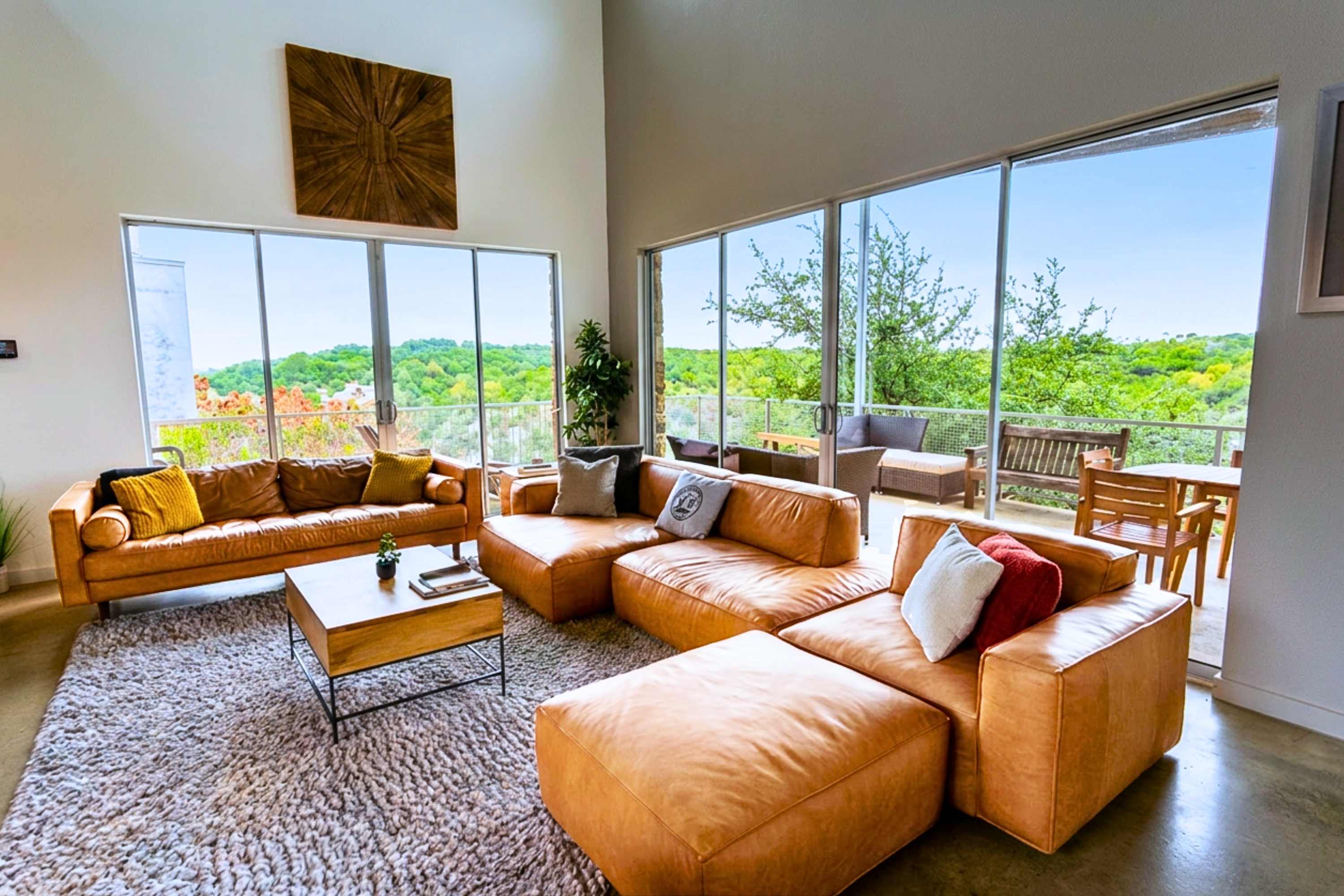 Enjoy gatherings in this sunlit living area