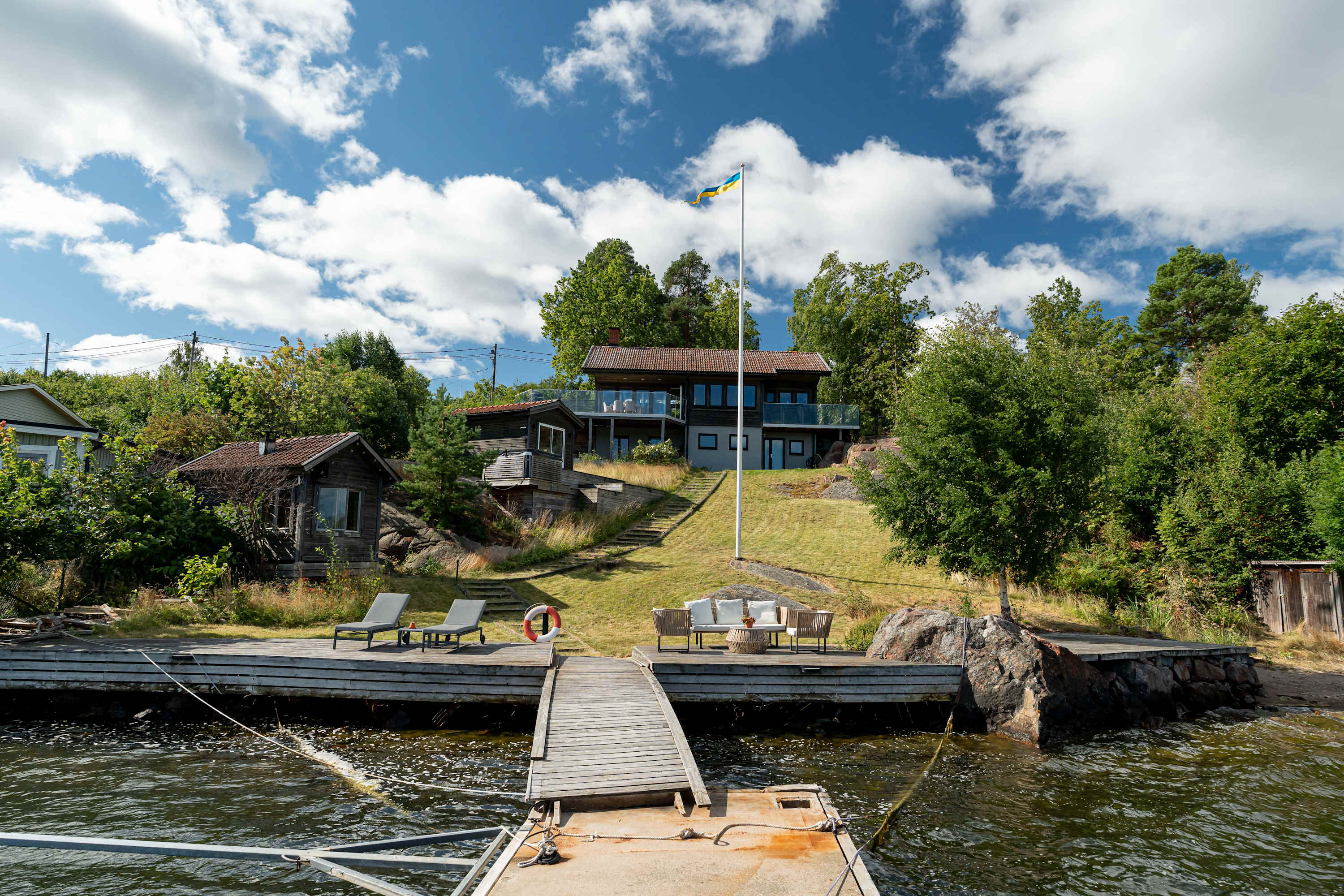 Tranholmen Villa with Dock & Water Views