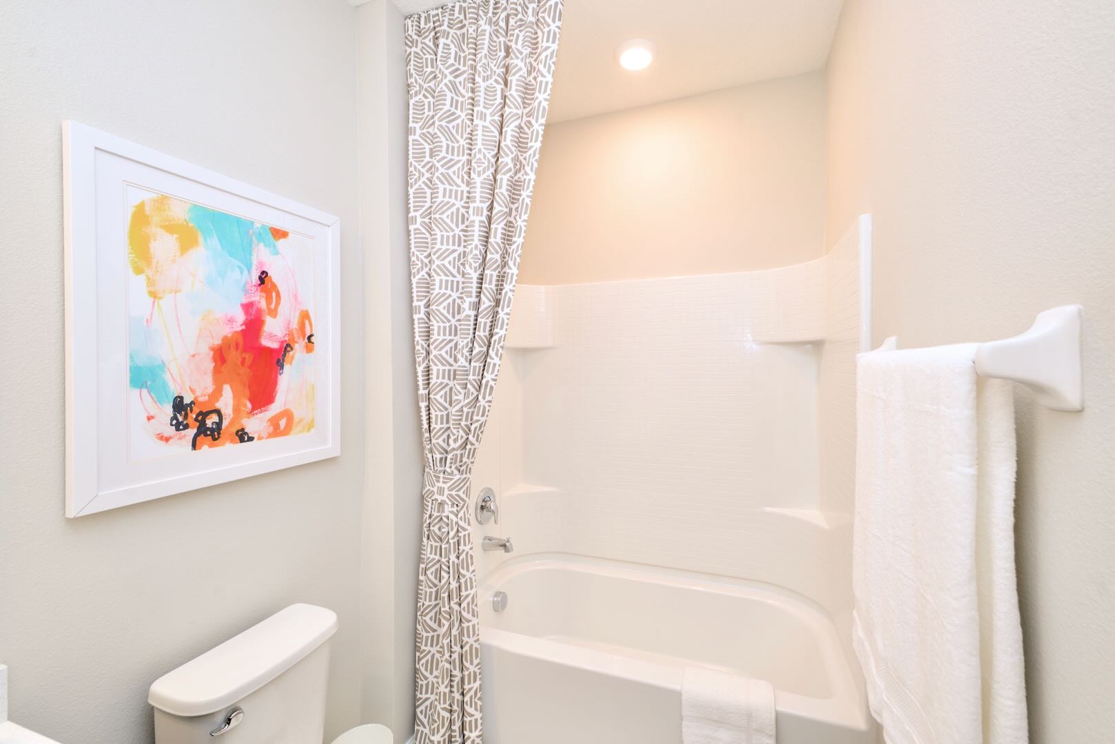 Enjoy a warm bathtub soak or a quick shower after exploring