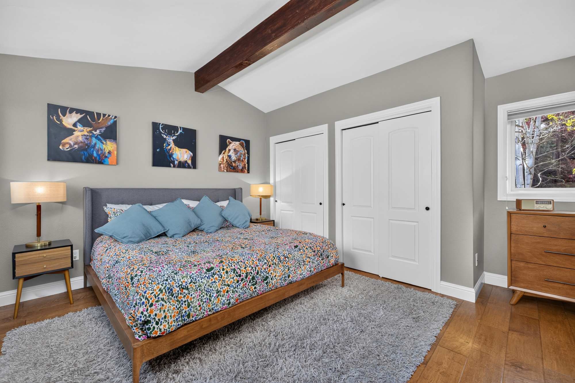 Comfortable king bedroom with a Smart TV and private ensuite bathroom
