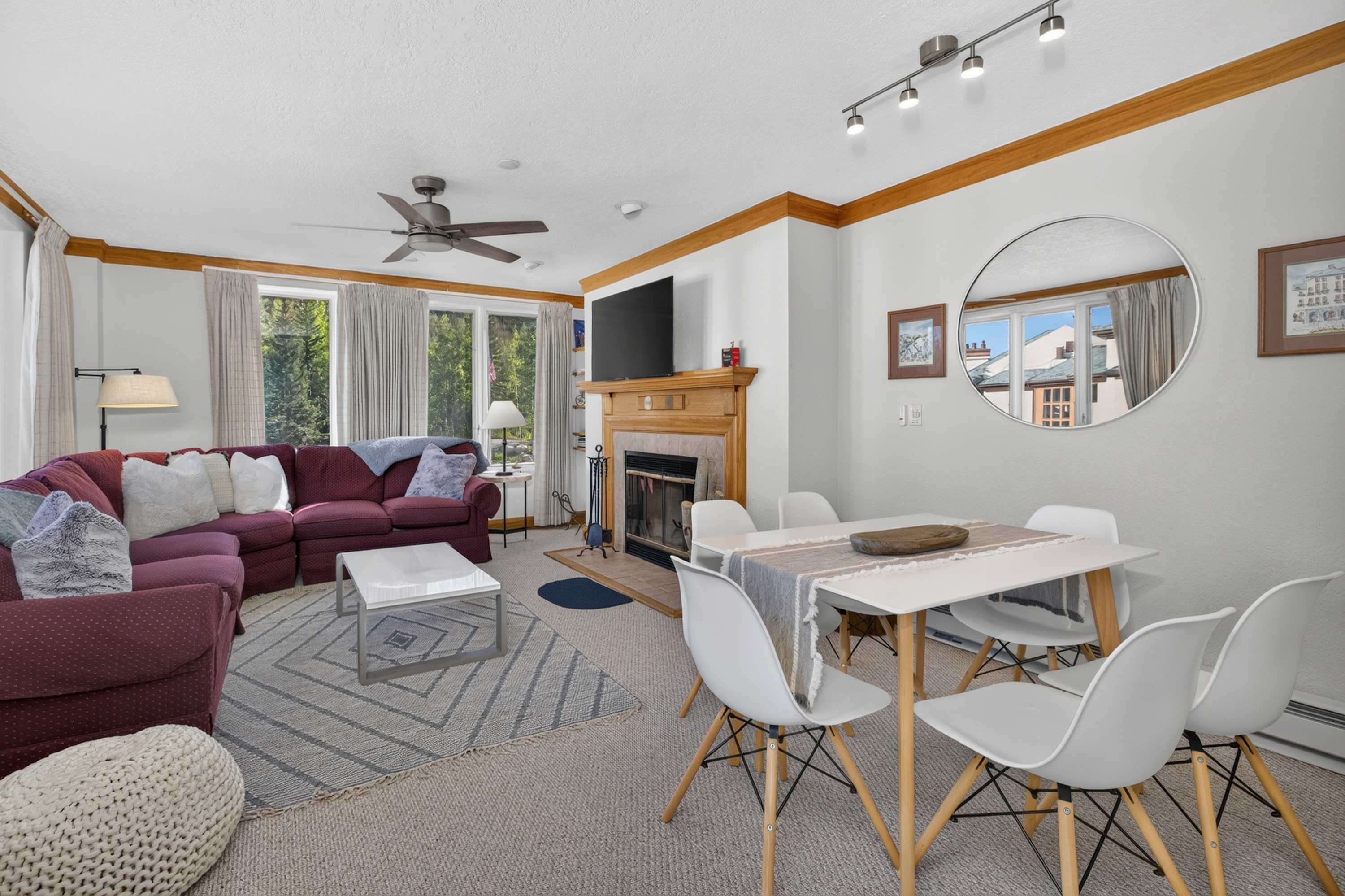 Unwind in the inviting living room & stream your favorites on the smart TV​