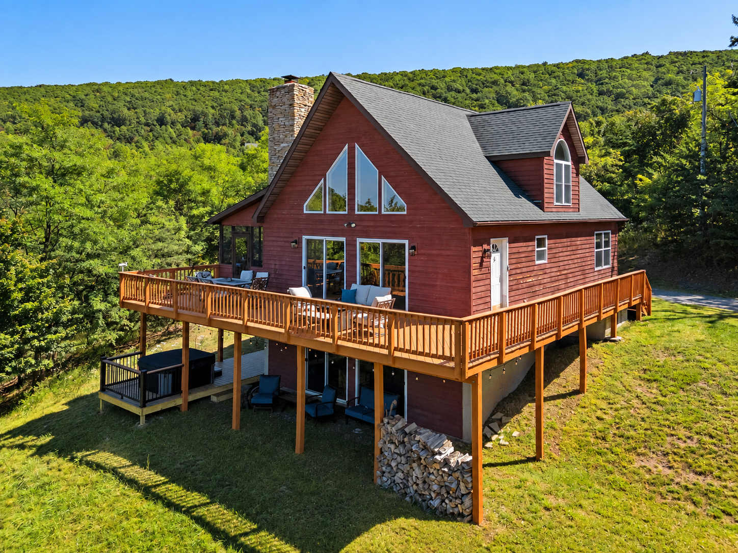 Step outside and enjoy the peaceful mountain setting from several inviting outdoor spaces. 