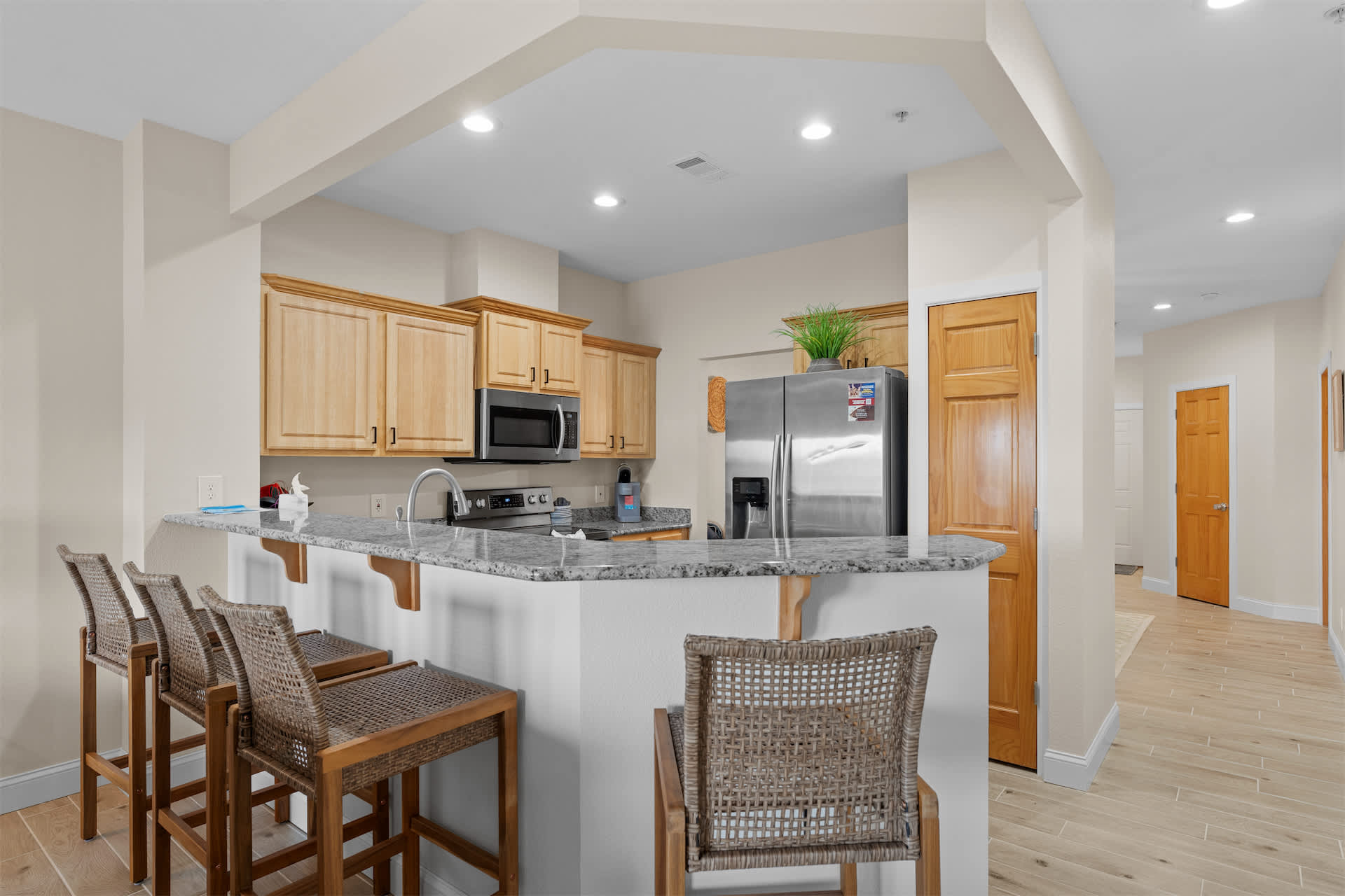 The open kitchen is well equipped for an unforgettable getaway​