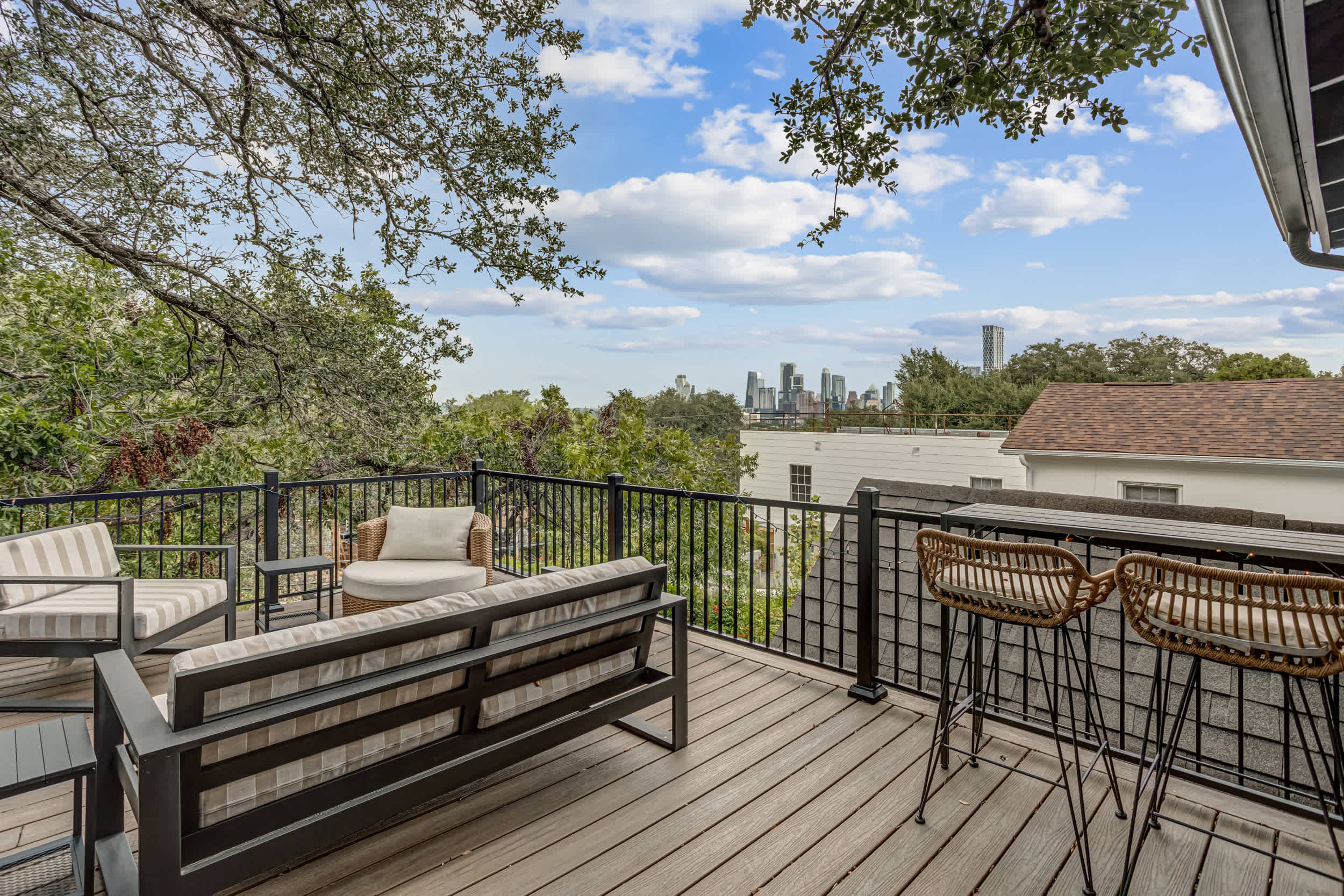 Enjoy skyline views from modern patio.