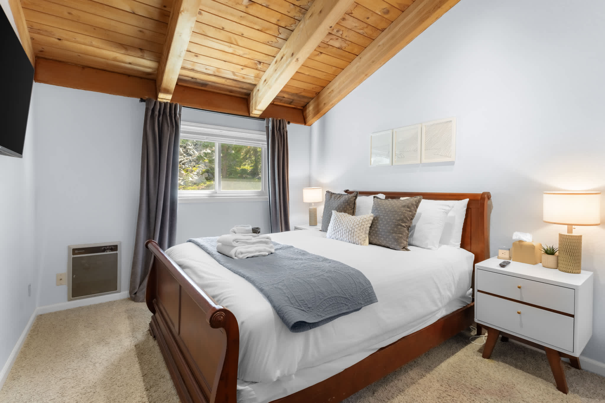 Relax in the comfortable king bedroom with a Smart TV