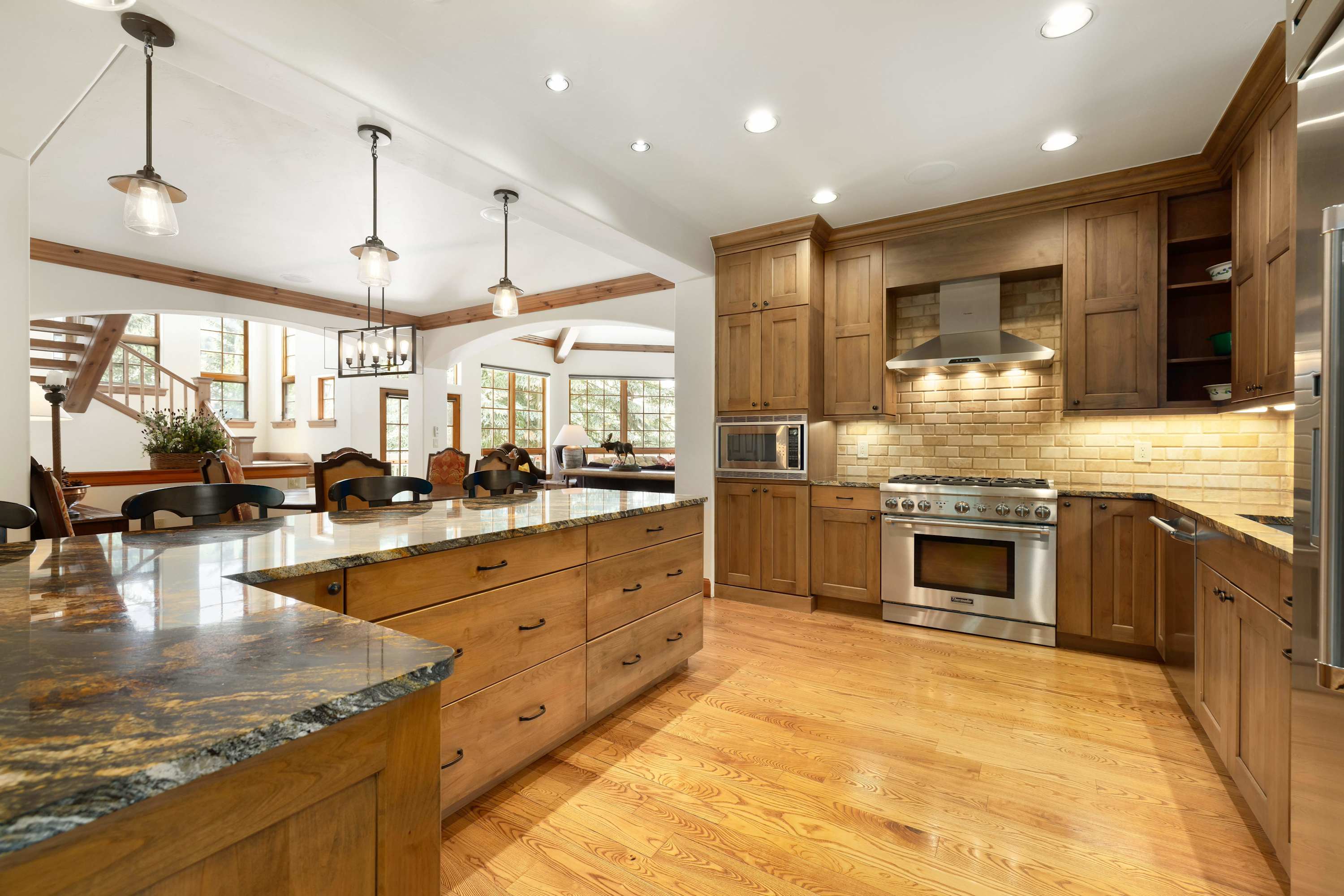 Large, beautifully appointed kitchen with bar seating for 4