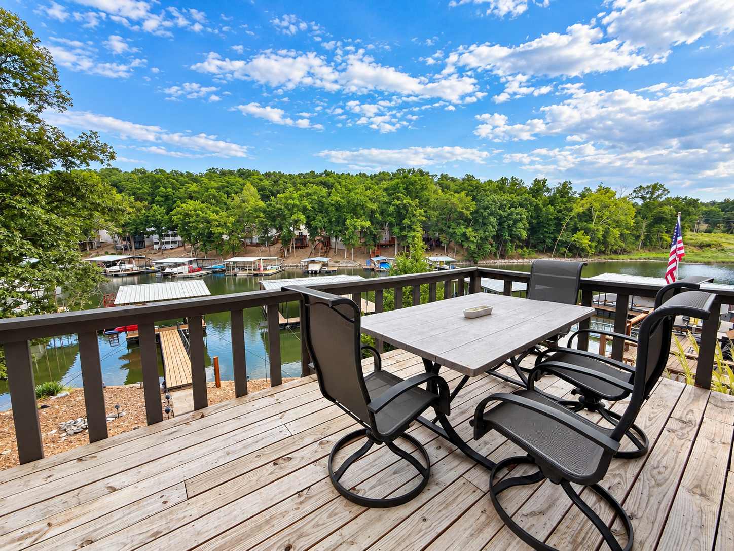 Lounge the day away or dine alfresco with water views on the upper deck​