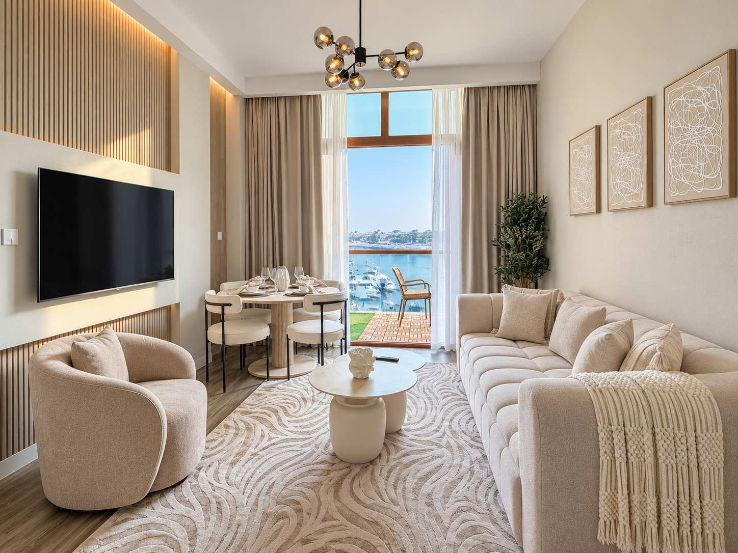 Stunning Sea View Apartment with Pool and Gym in Dubai - Image 1