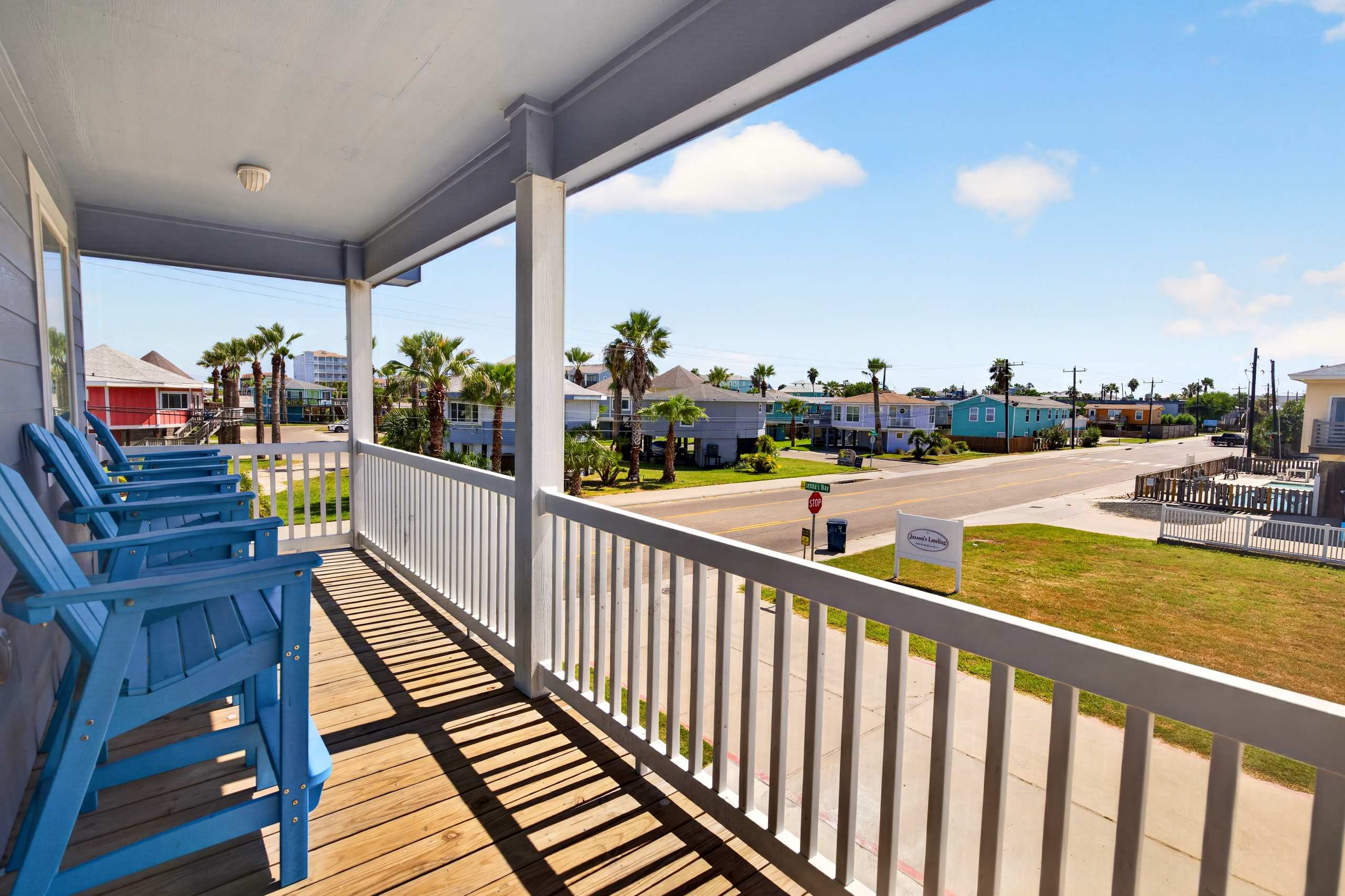 Sip morning coffee or an evening cocktail on the breezy deck