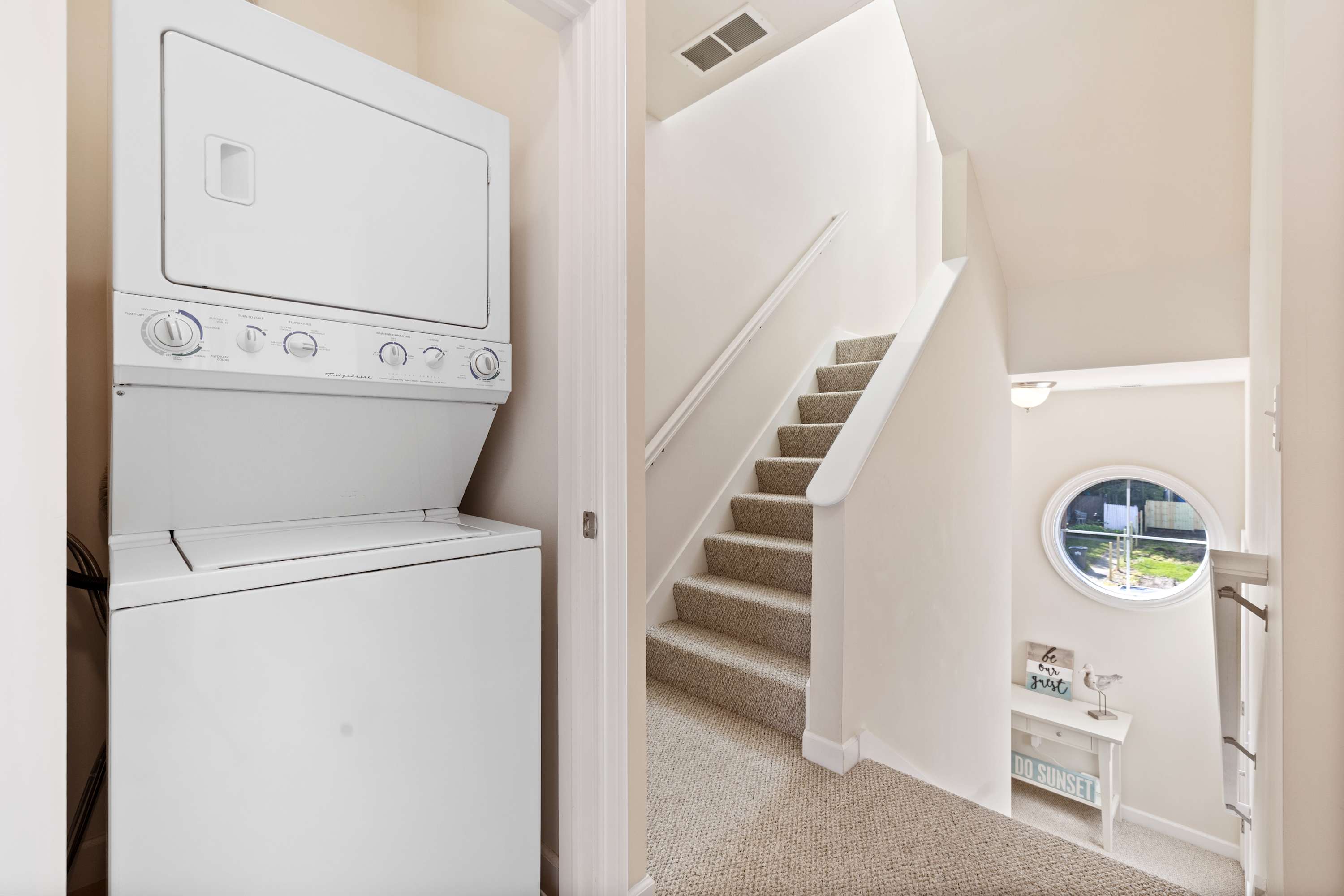 Washer and dryer on site so you can pack light for longer stays.