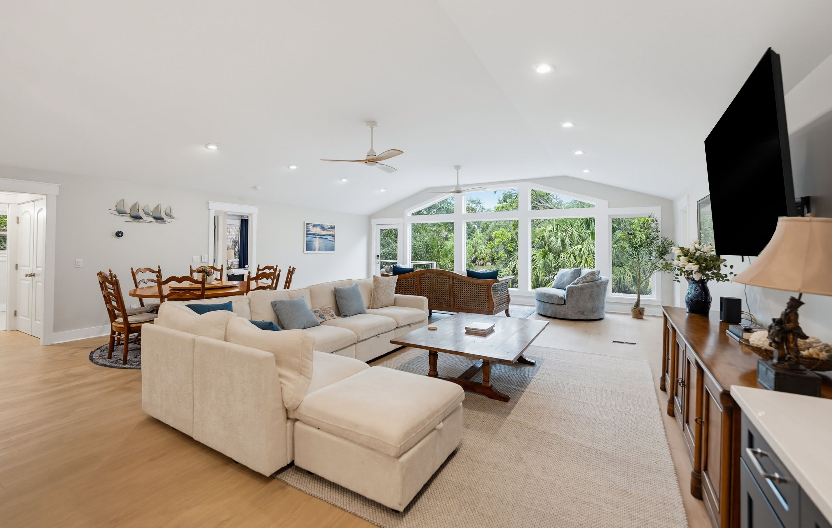 Open Concept Living Room with view of the dock