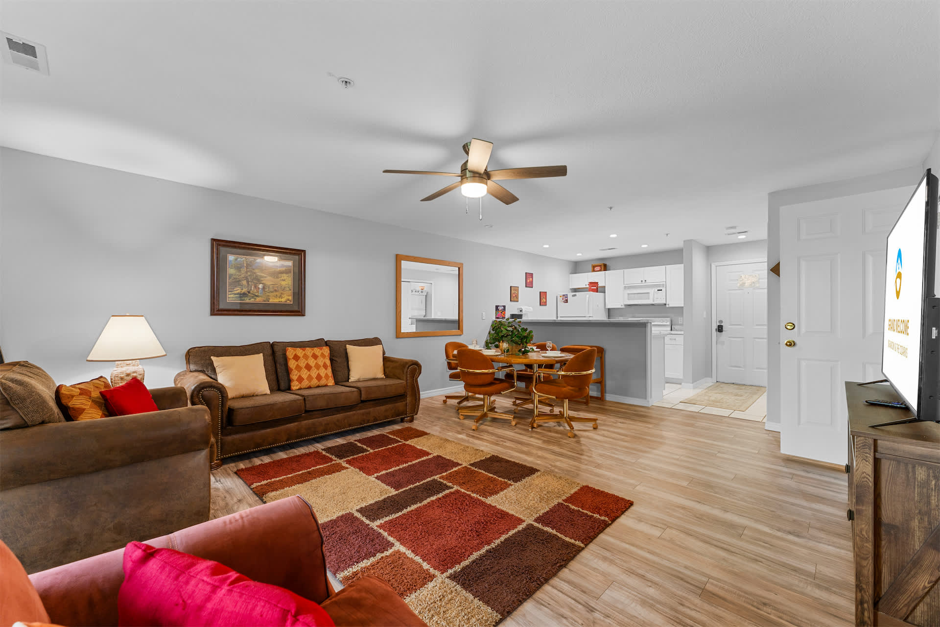 Unwind in the inviting living room & stream your favorites on the smart TV​