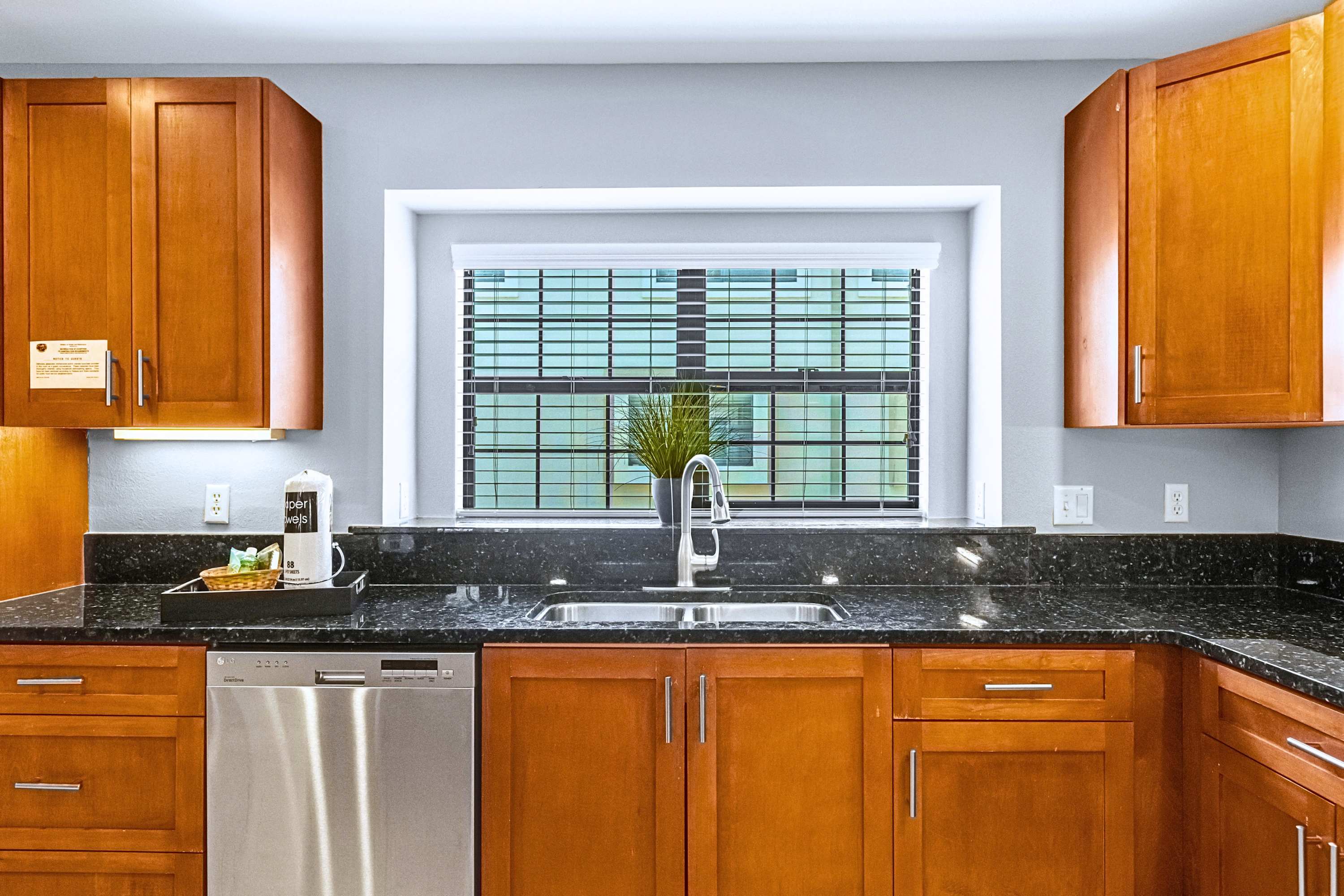 A spacious kitchen layout featuring generous prep space and high-end finishes