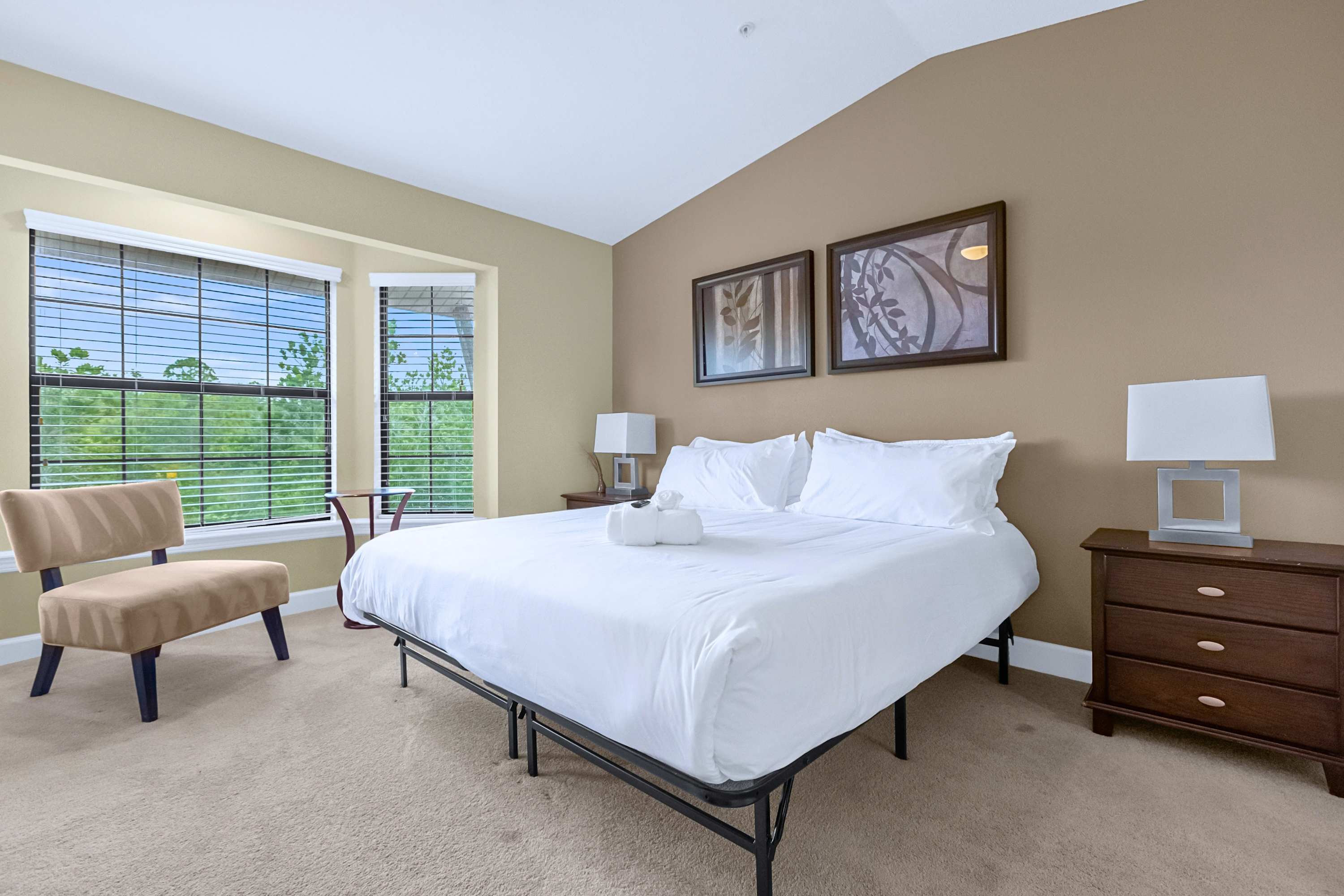 A spacious master bedroom retreat designed for ultimate rest and comfort