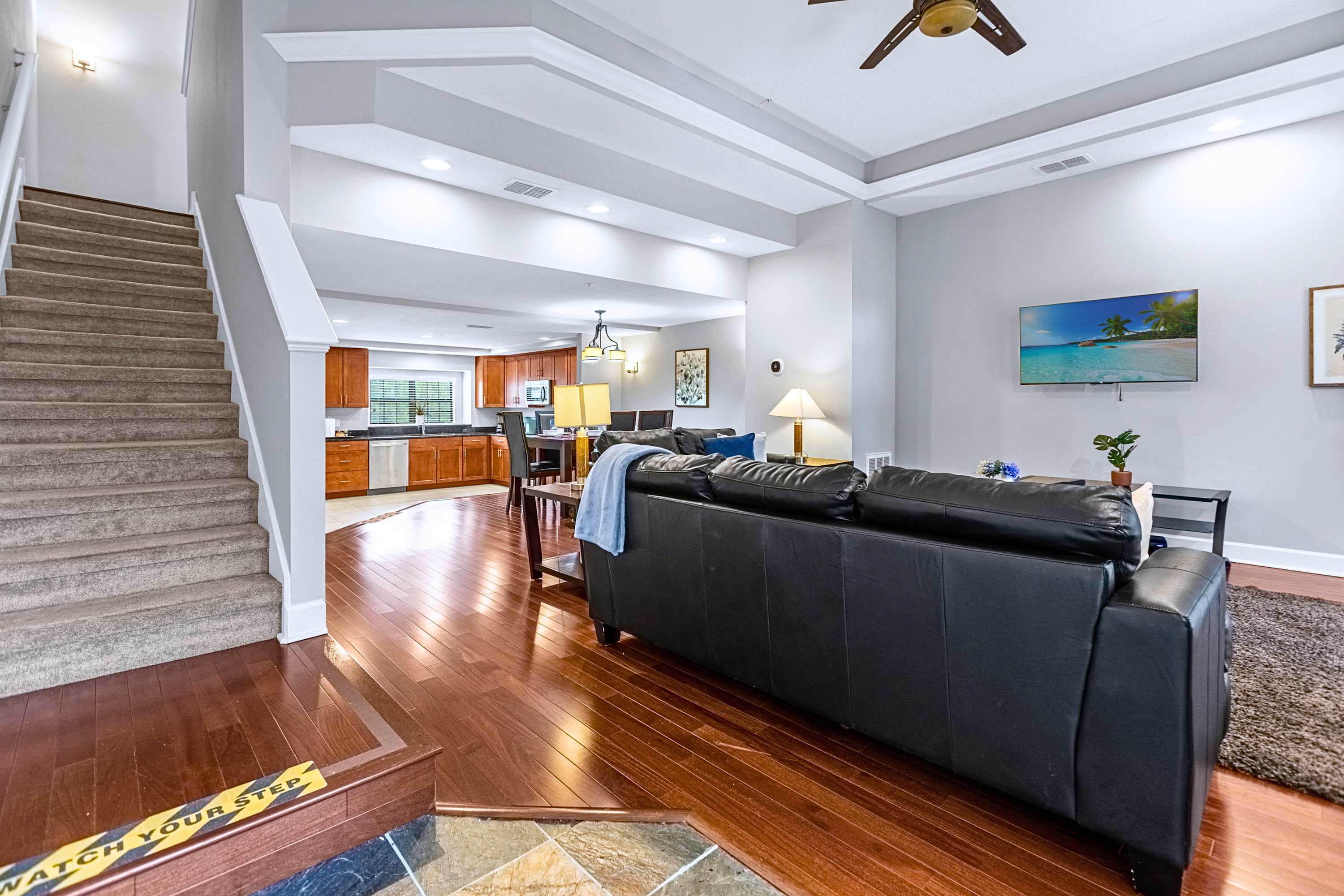 A relaxed interior lounge designed for comfortable group gatherings
