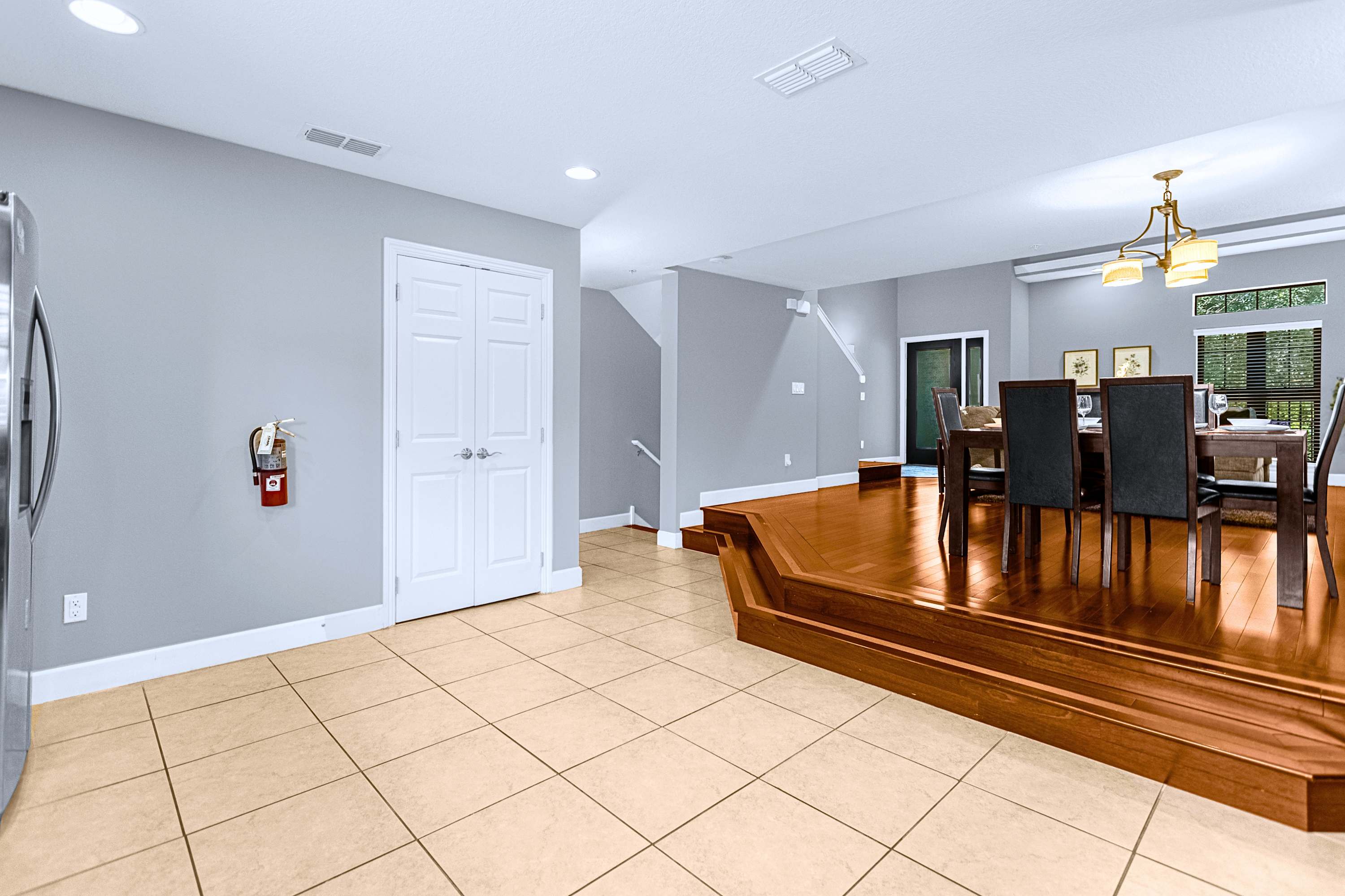 A central dining table designed for family gatherings and group meals