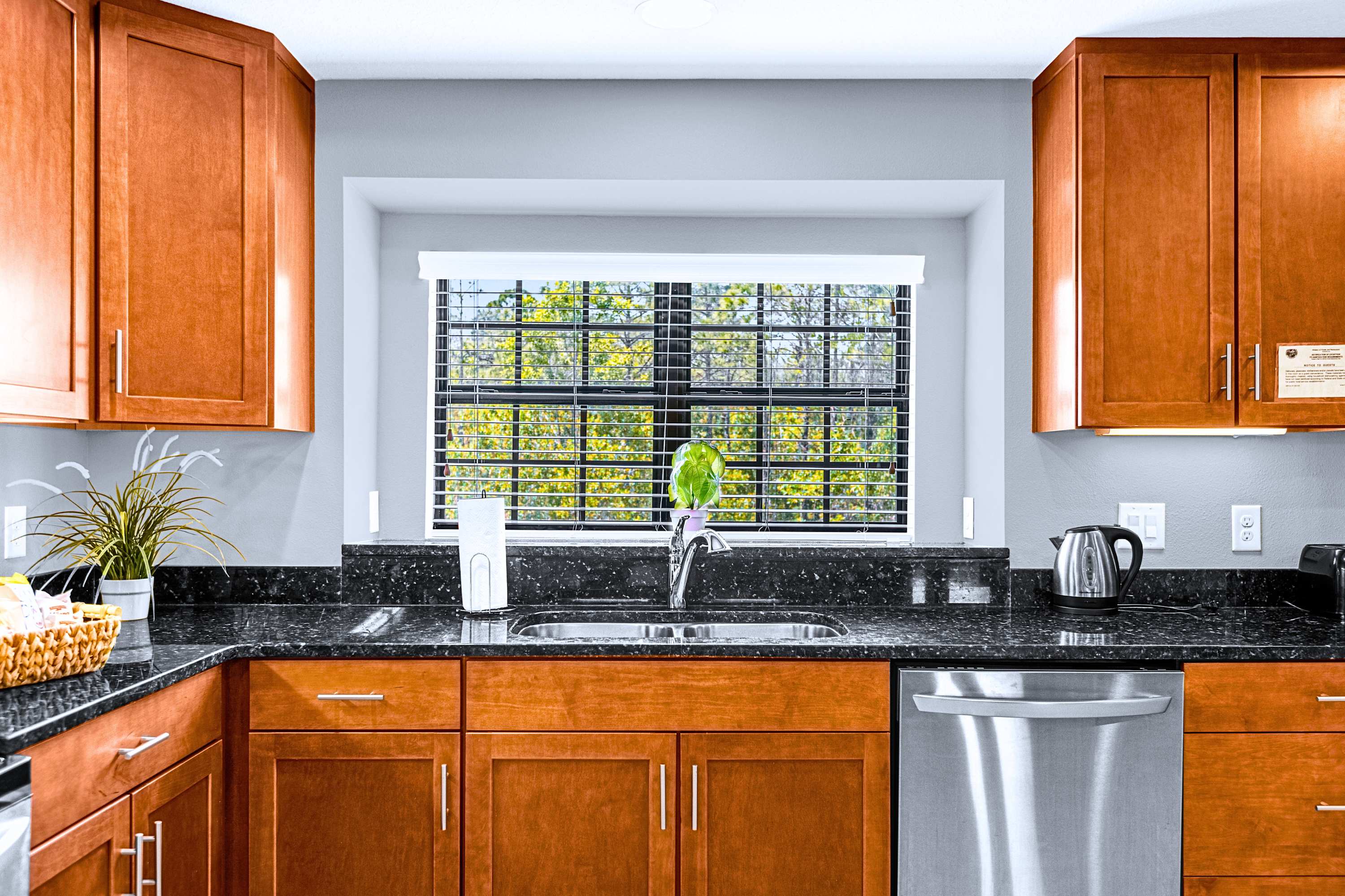 Functional counter space equipped with modern appliances and storage