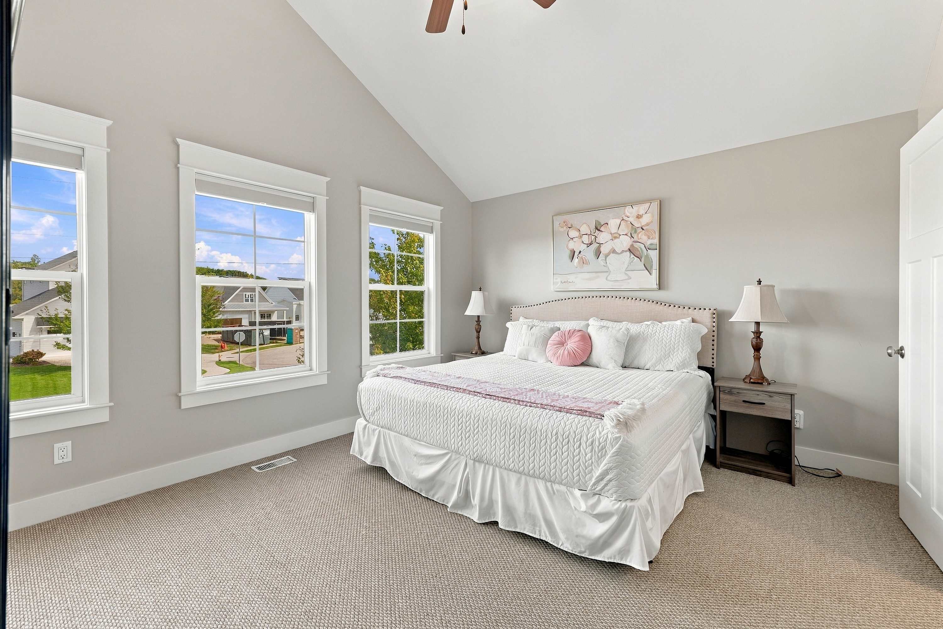 Master bedroom is on the 3rd level with a king-sized bed.
