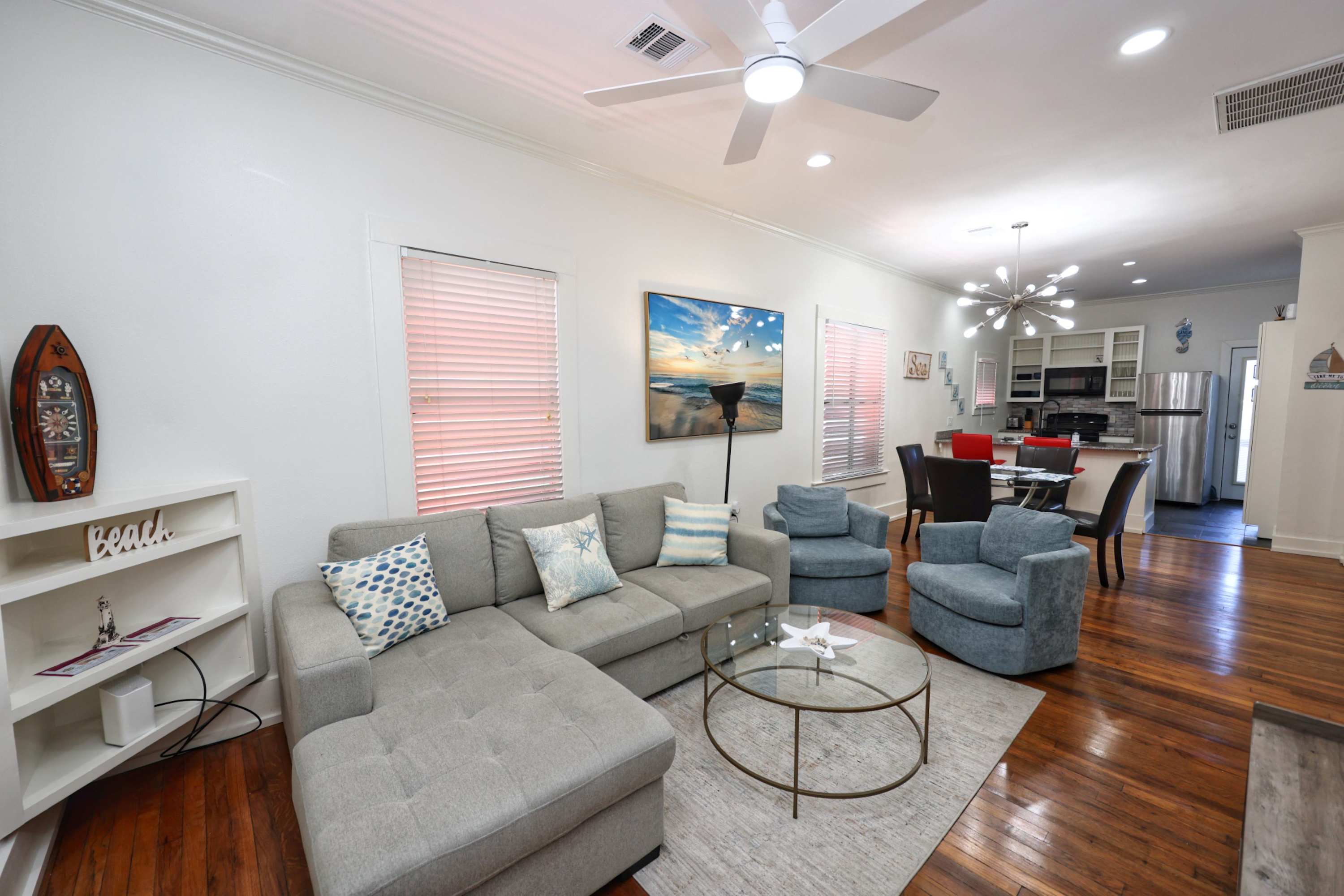 Gather and unwind in the spacious living room with a sleeper sofa, Smart TV, and comfortable seating​