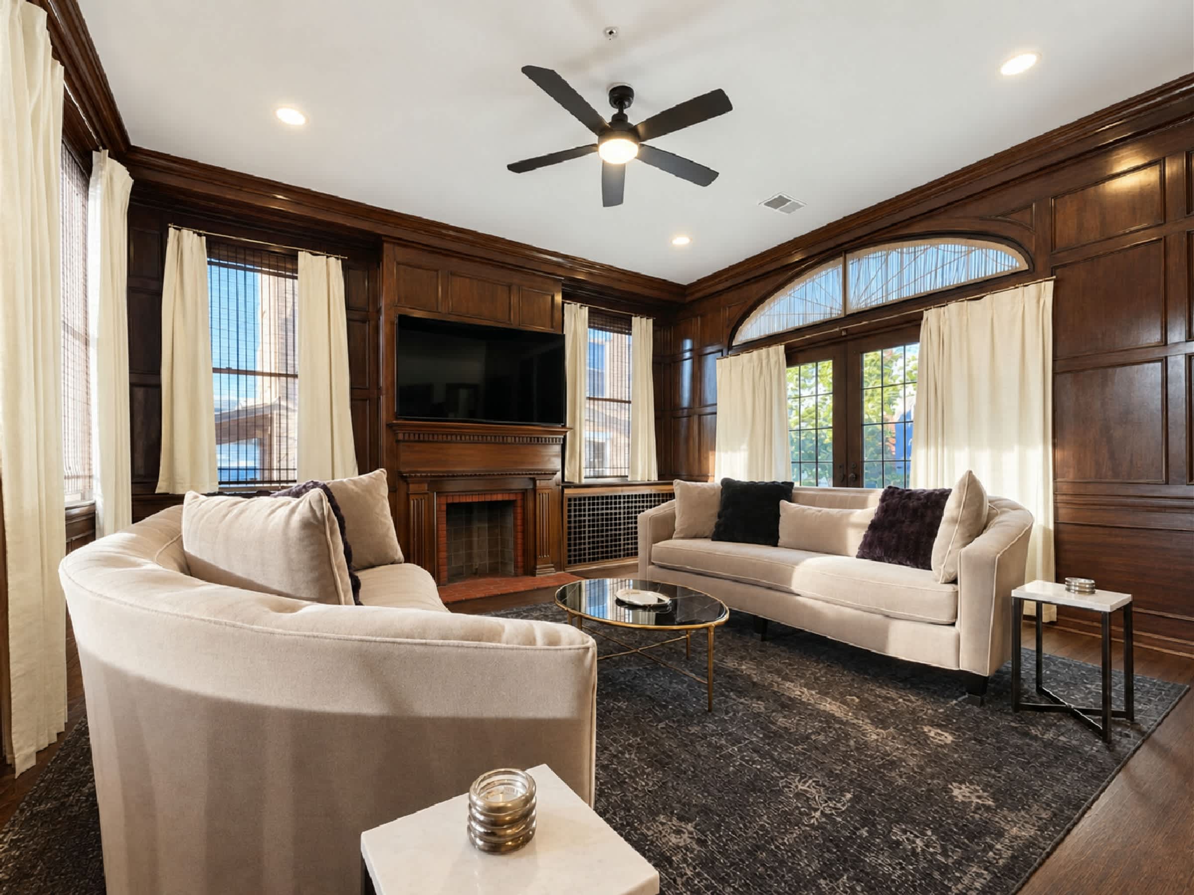 Unwind in the elegant living room & stream your favorites on the smart TV​