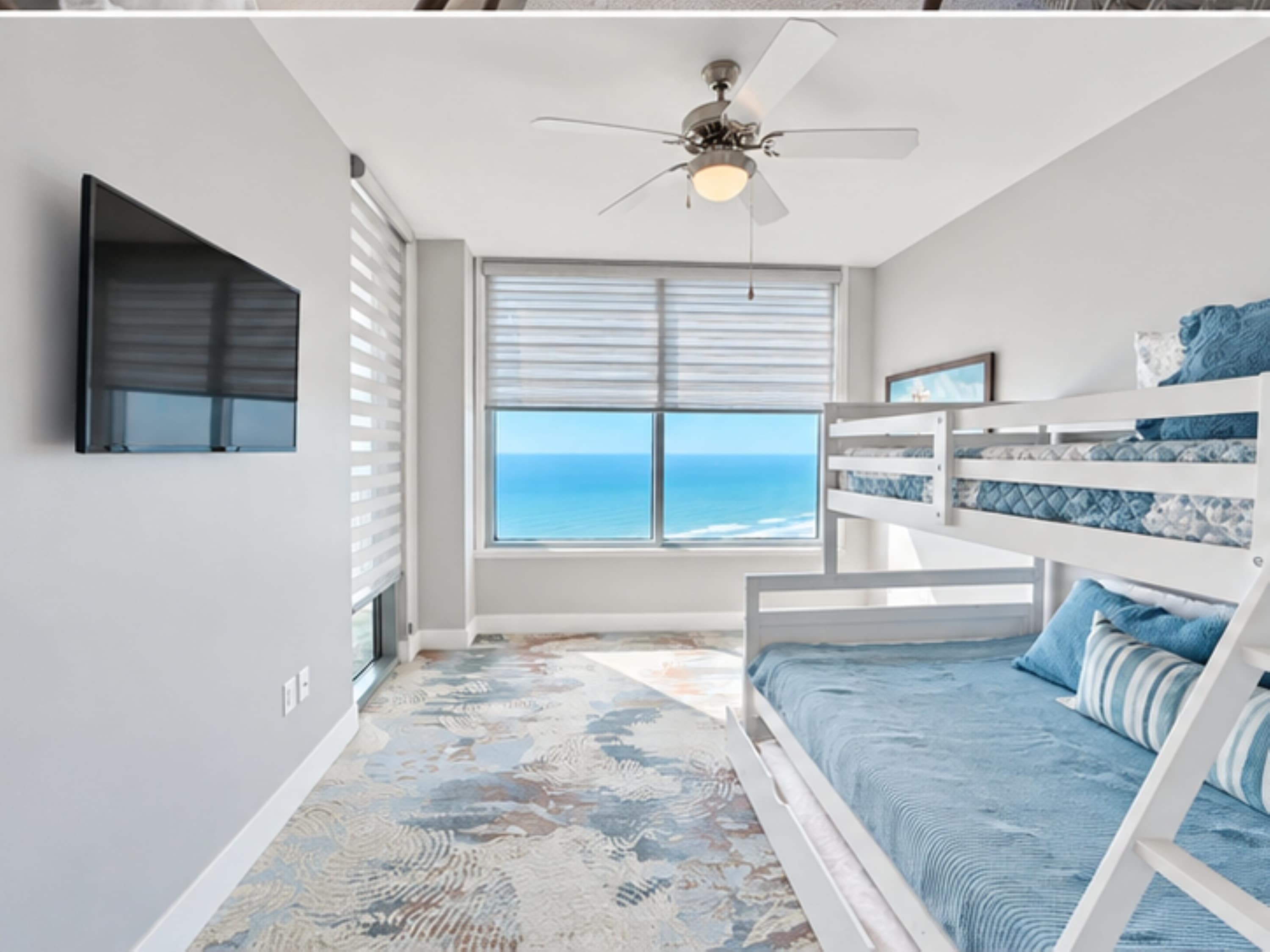 Enjoy flexible sleeping arrangements with a twin-over-full bunk bed, twin trundle, Smart TV, and scenic coastal views