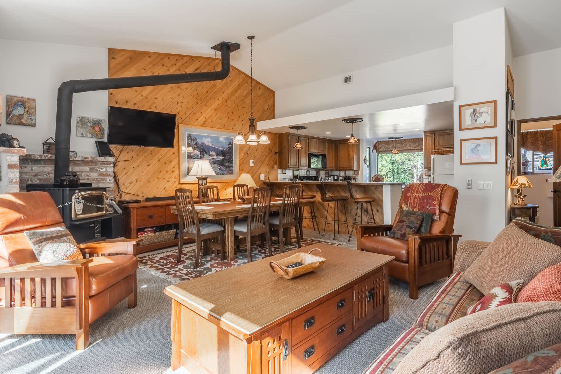 Living space with Smart TV, and breakfast room