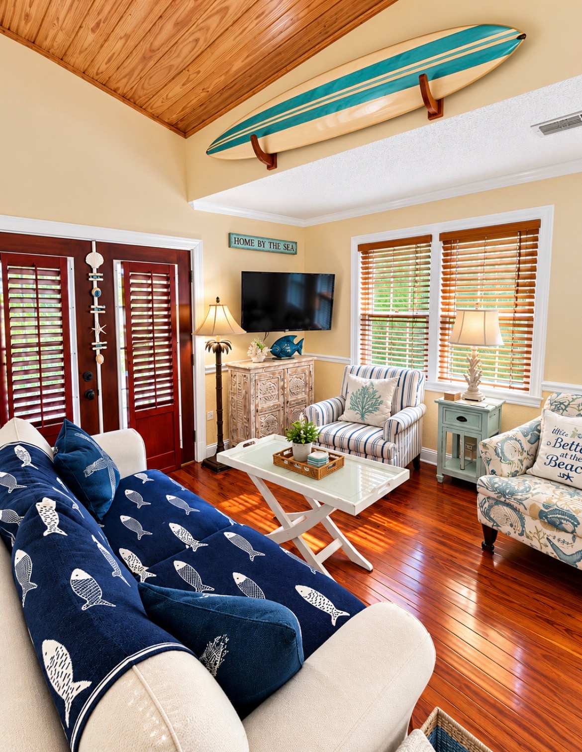 Bright living room with smart TV