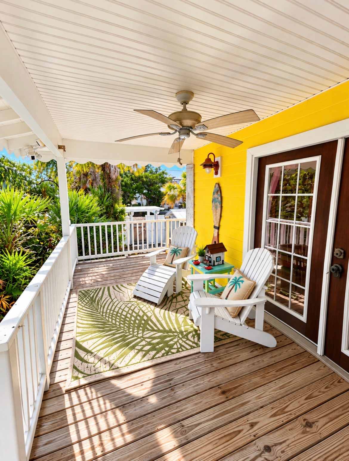 Shady covered porch seating