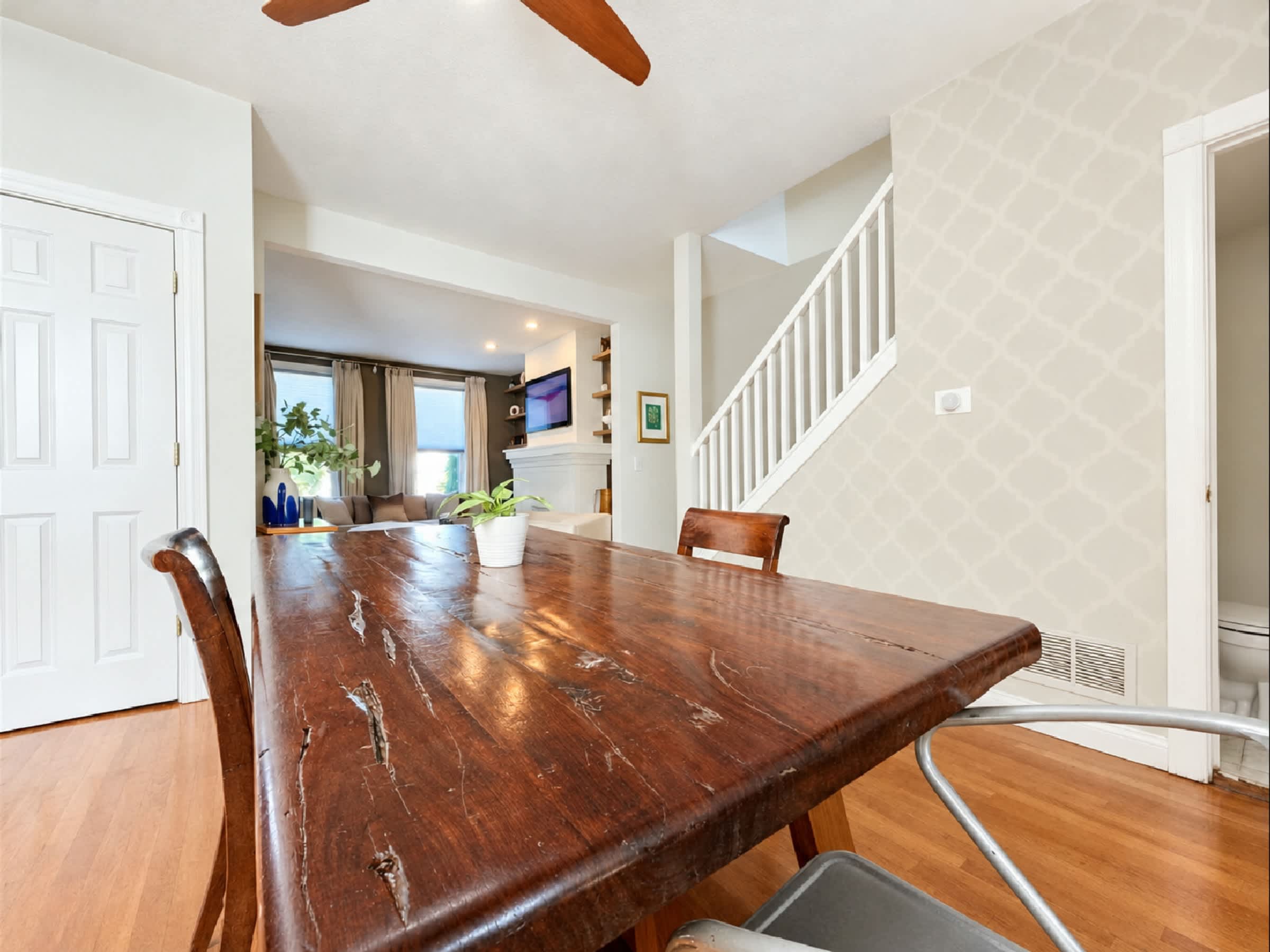 Gather for meals together at the dining table, seating 4​
