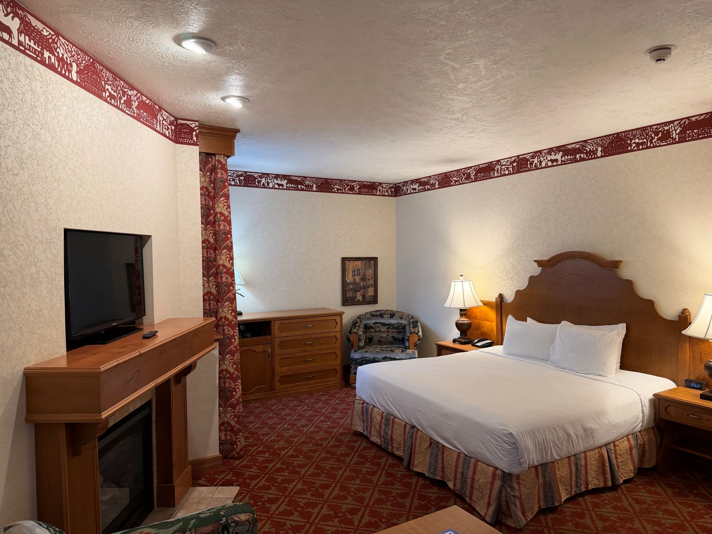 Relax in a comfortable king bedroom with a Smart TV and pullout queen sofa for extra sleeping space​