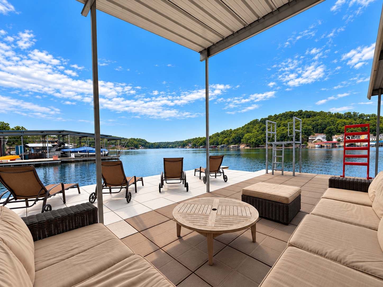 Relax by the water on your private dock, complete with lounge chairs for soaking up the lake views​