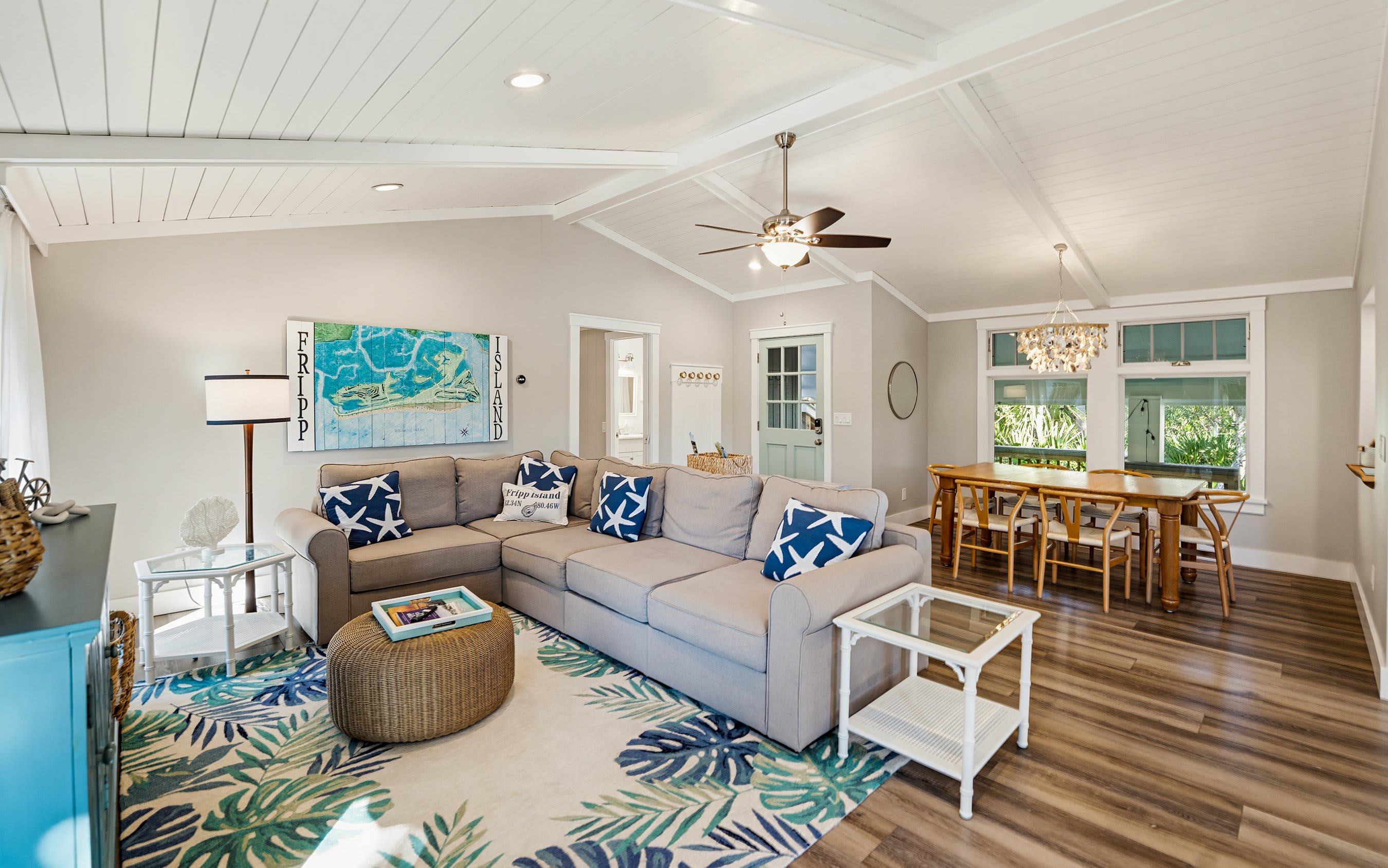 Open Floor Plan with Large Sectional Couch 