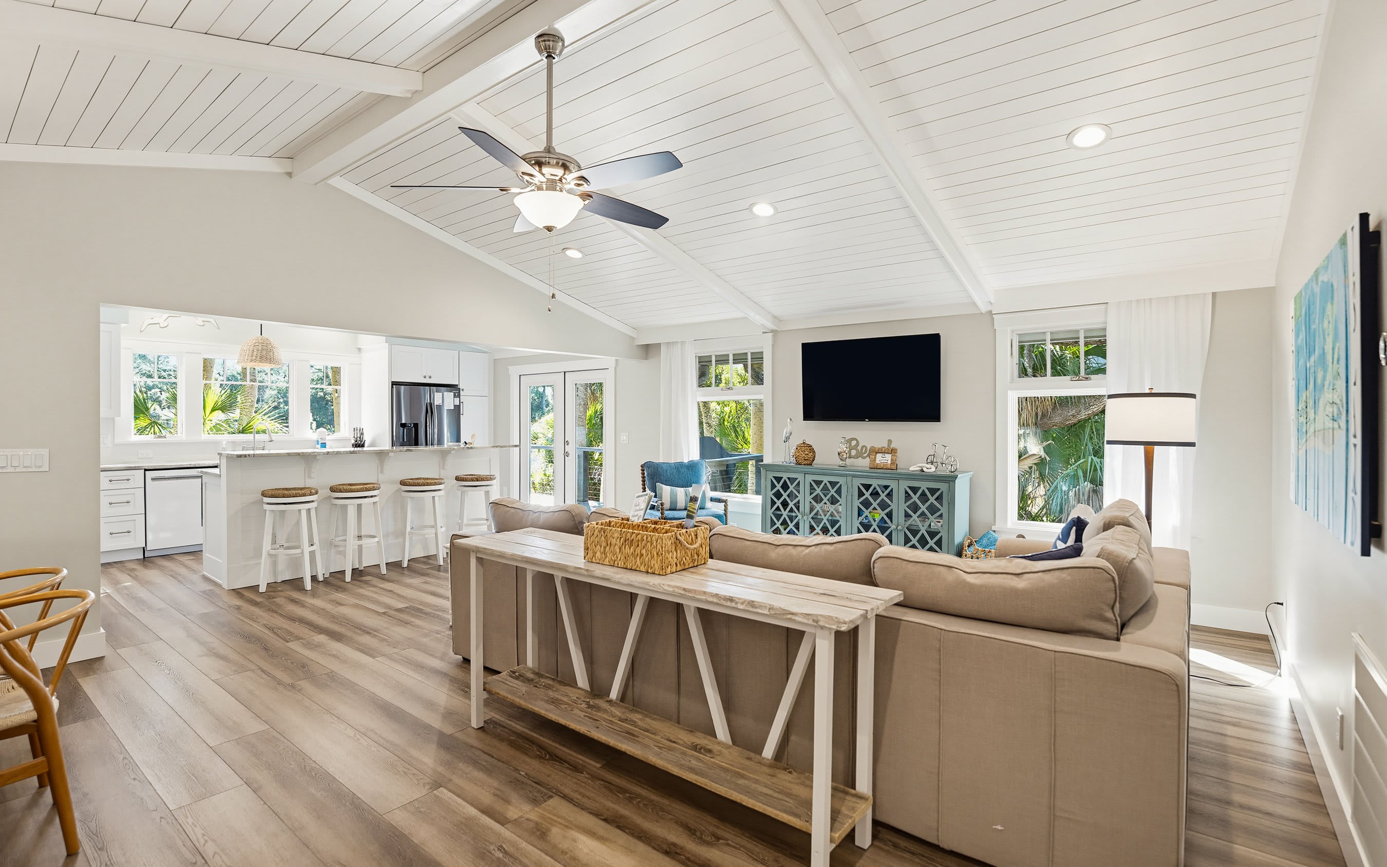 Open Floor Plan with Large Sectional Couch 