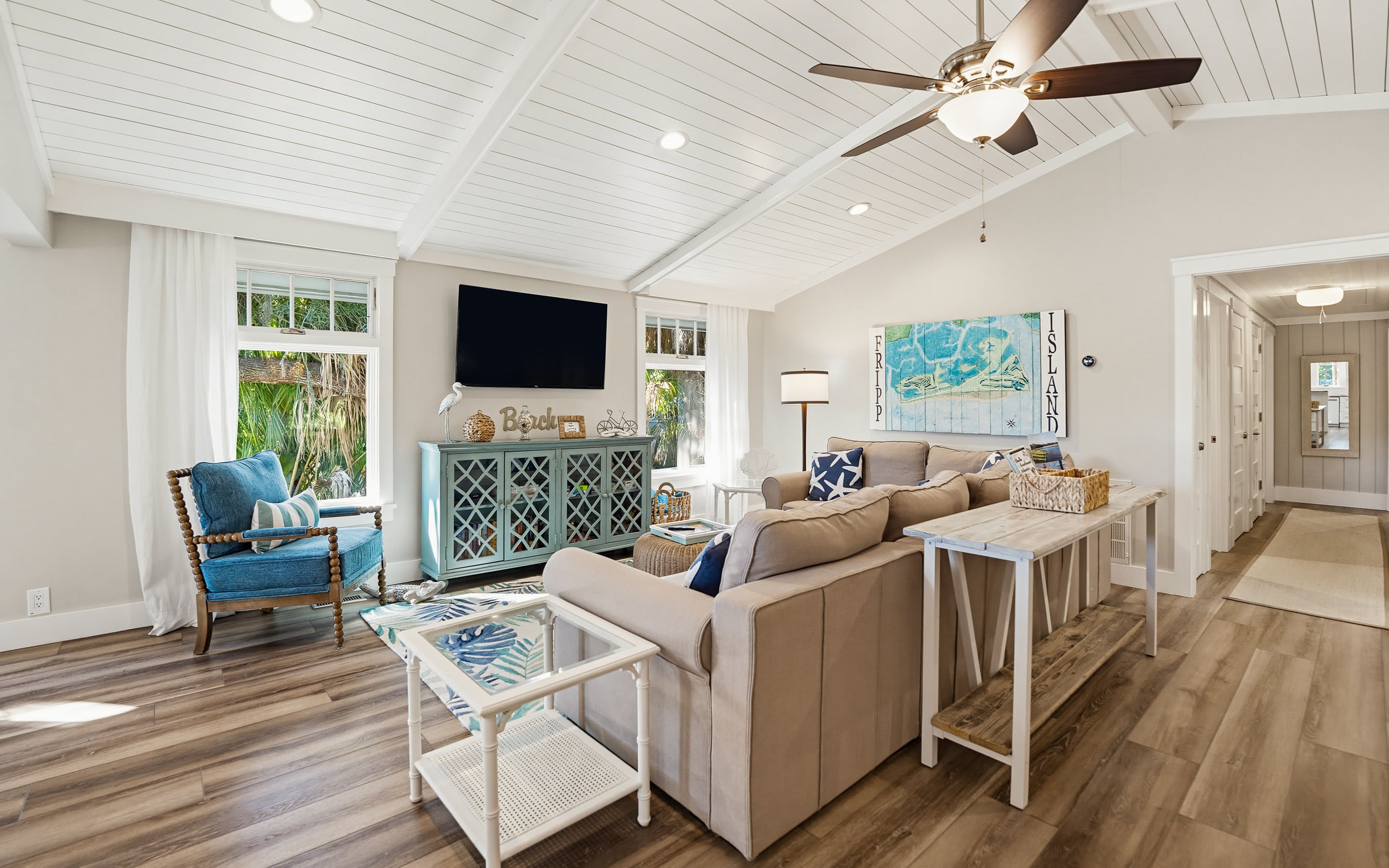 Open Floor Plan with Large Sectional Couch 