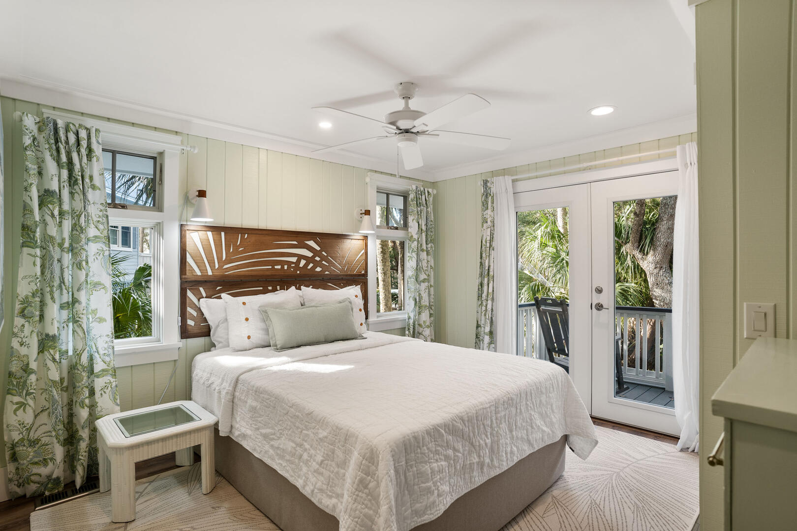 Guest Bedroom with Queen bed and a Private Ensuite Bath, with a Private Front Porch. 