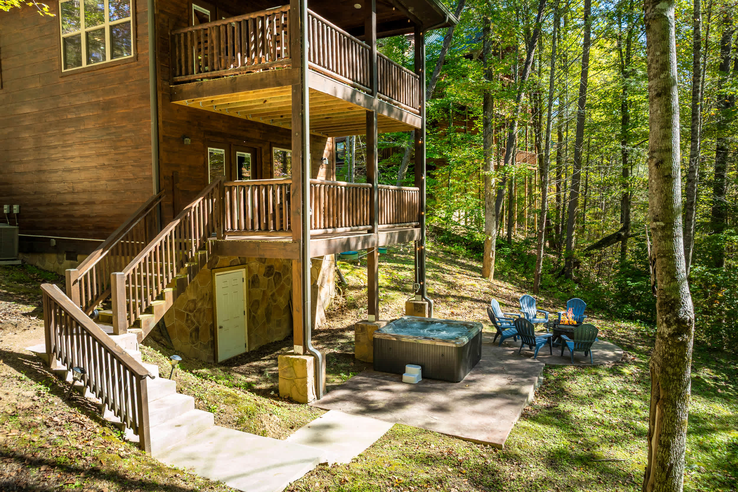 Backdoor access to hot tub and firepit