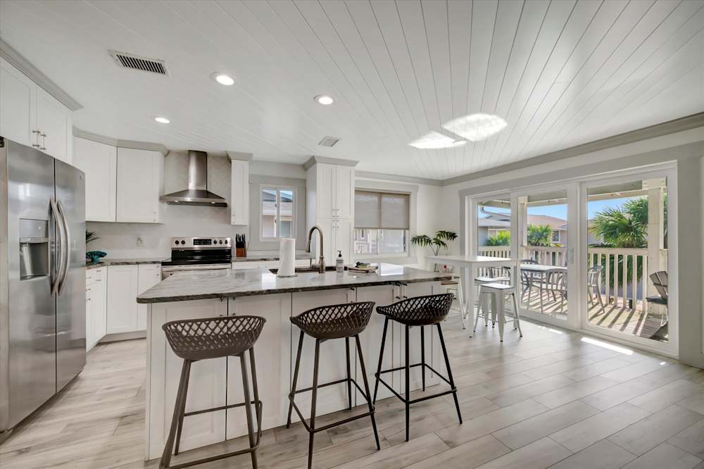 Modern kitchen island with bar seating