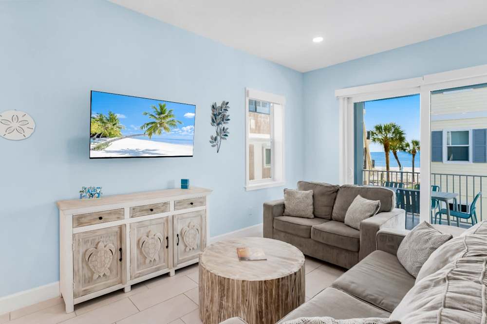 Bright living room with coastal decor