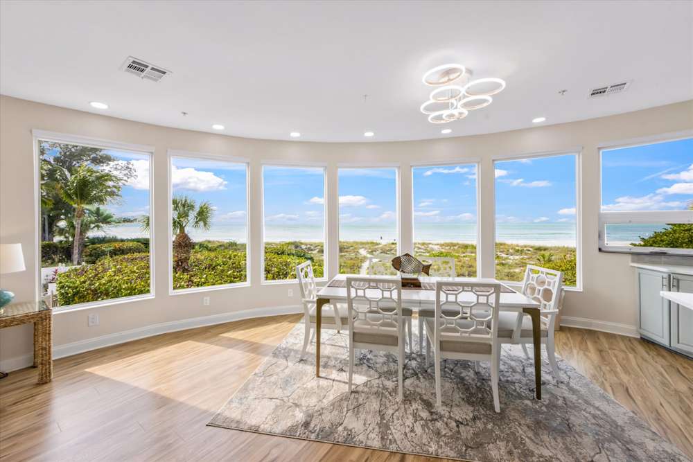 Dining area with panoramic oceanfront views